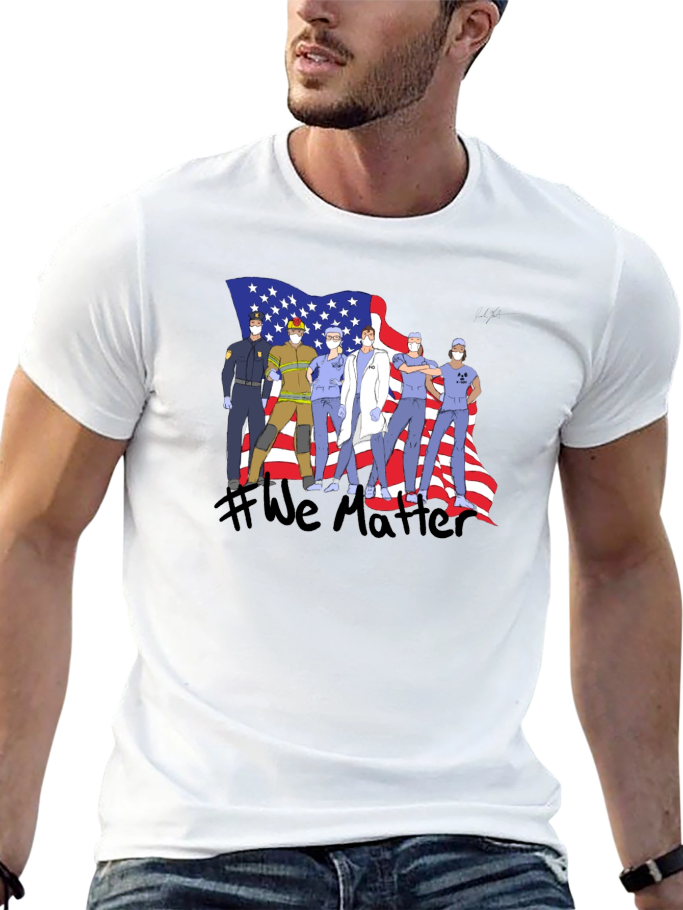 Black Essential Workers Graphic Tee view 13