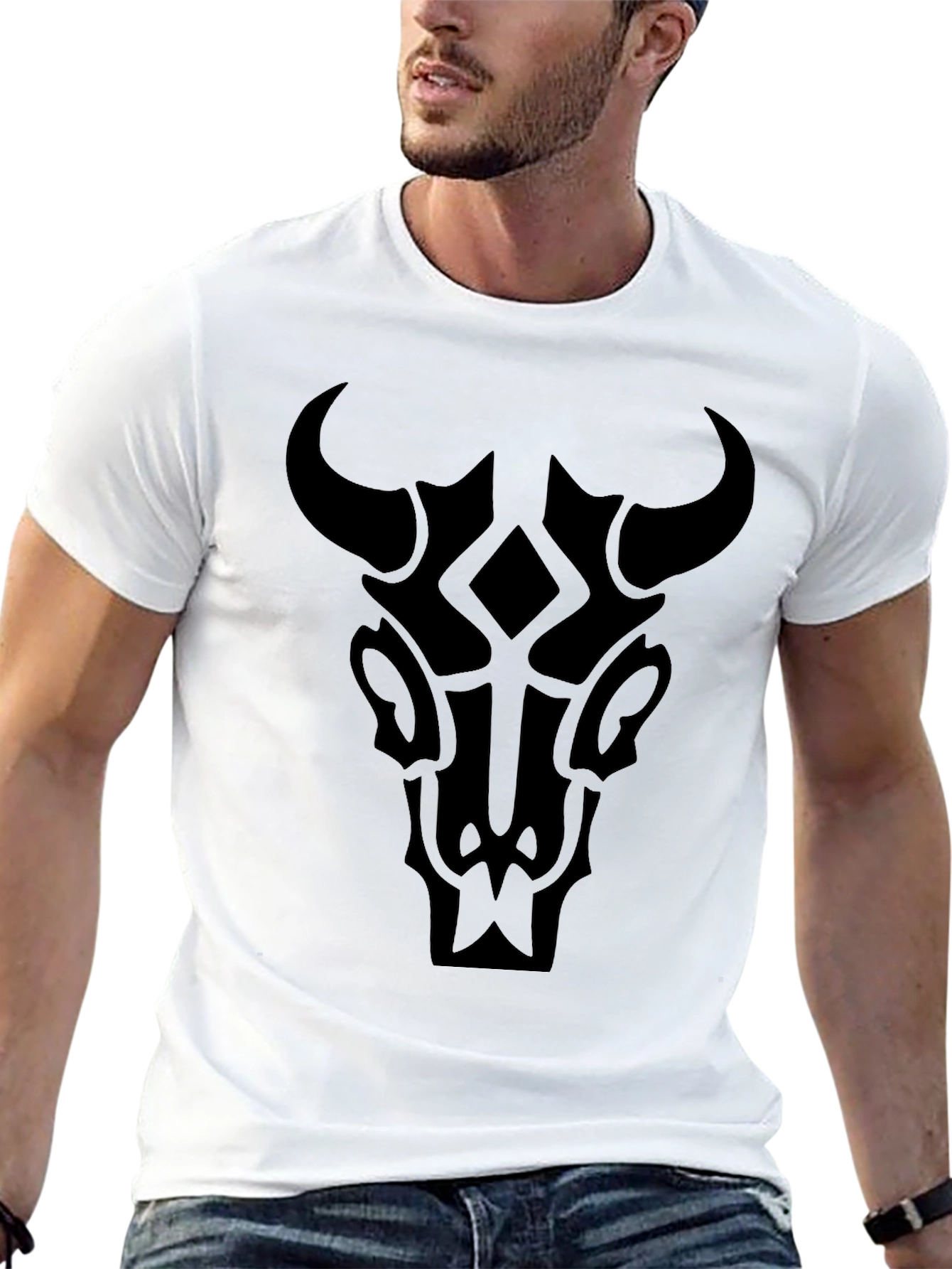 Black Tribal Bull Graphic T-Shirt - Modern Stylish Tee view 13