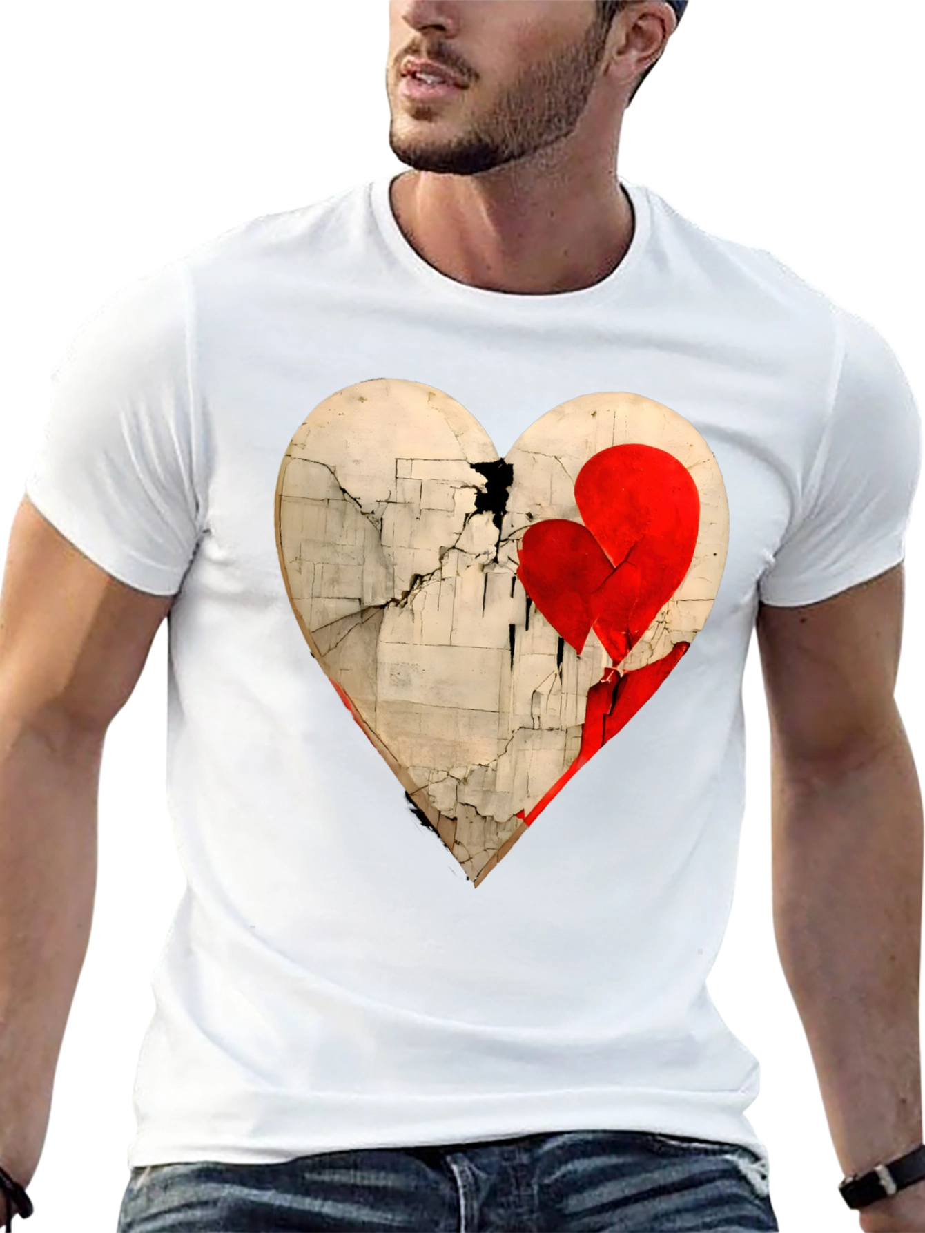 Black Heart Graphic Tee - Artistic Valentine's Day Shirt view 13