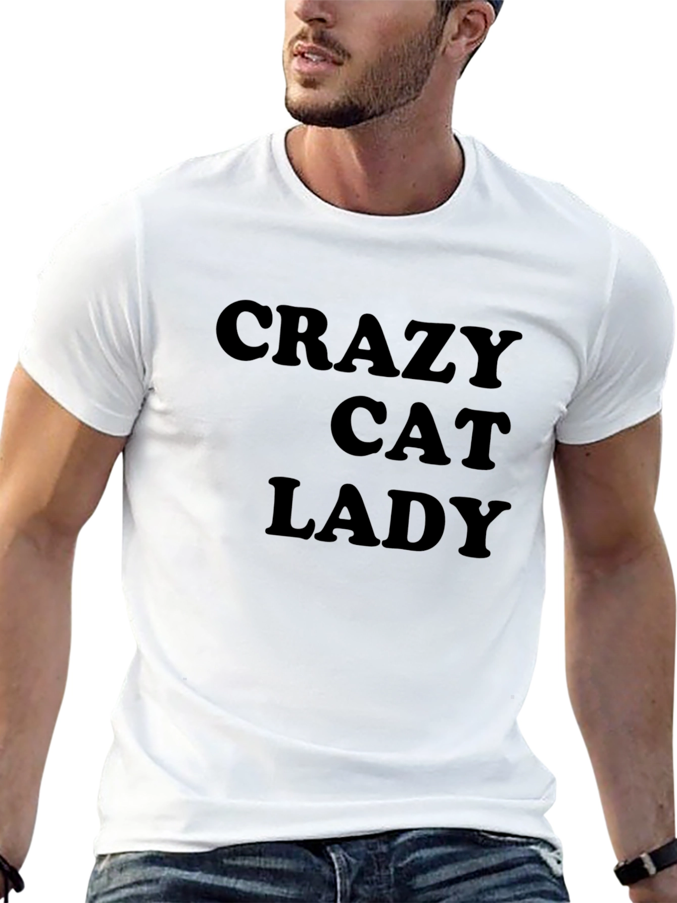 Black Crazy Cat Lady T-Shirt - Unisex Casual Tee view 13