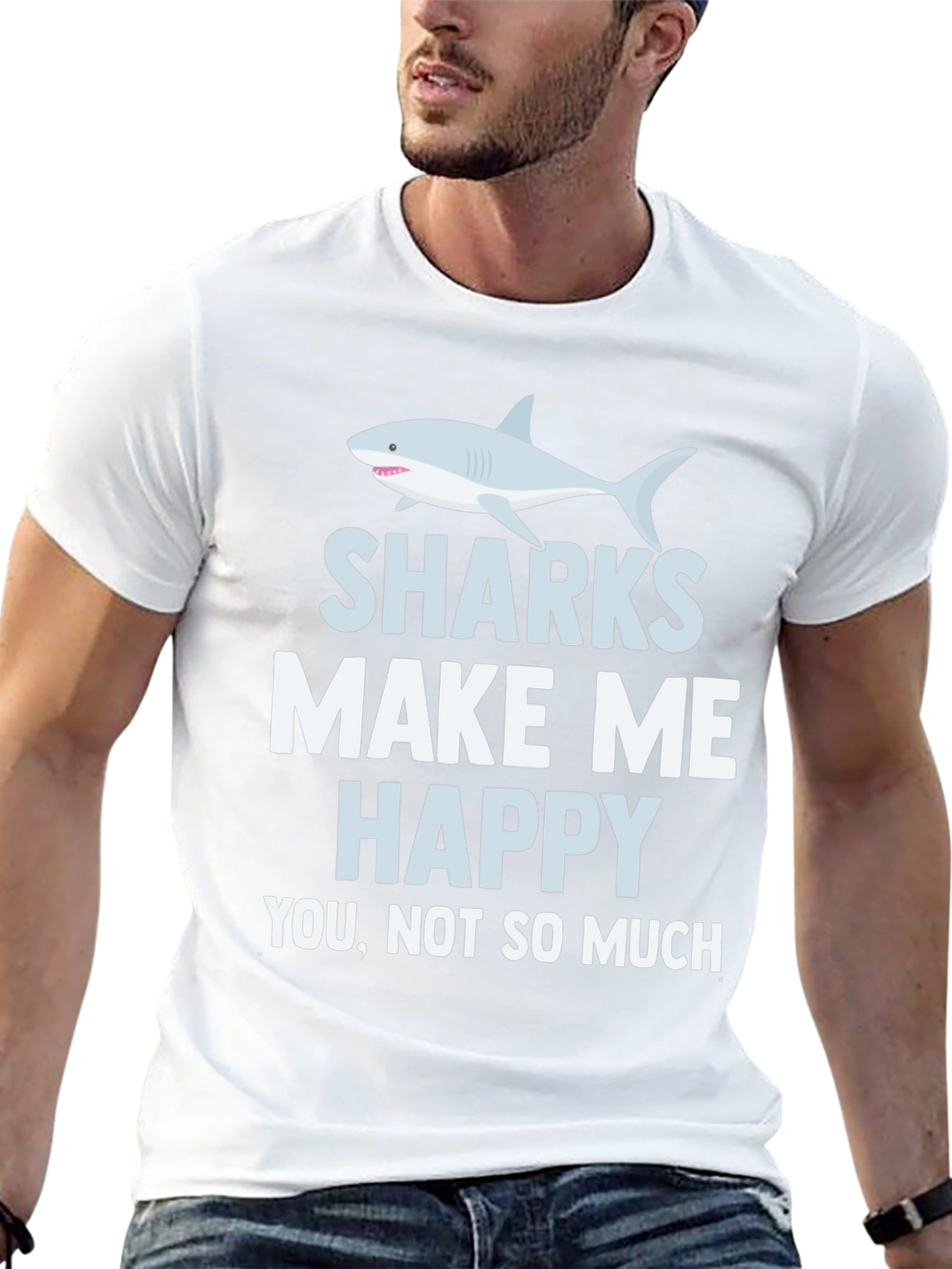 Black Sharks Make Me Happy T-Shirt view 13