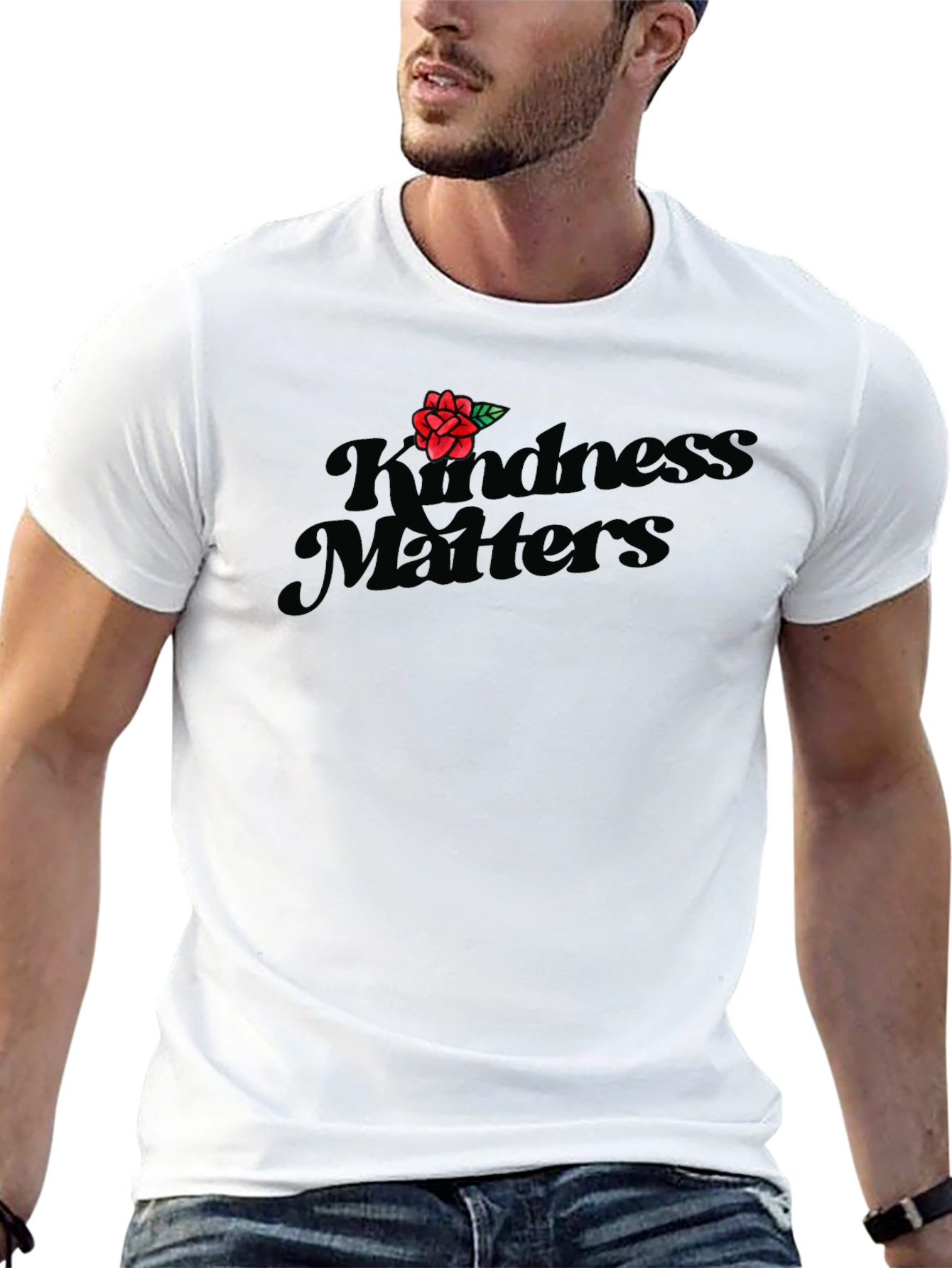 Black Kindness Matters Black T-Shirt with Rose view 13