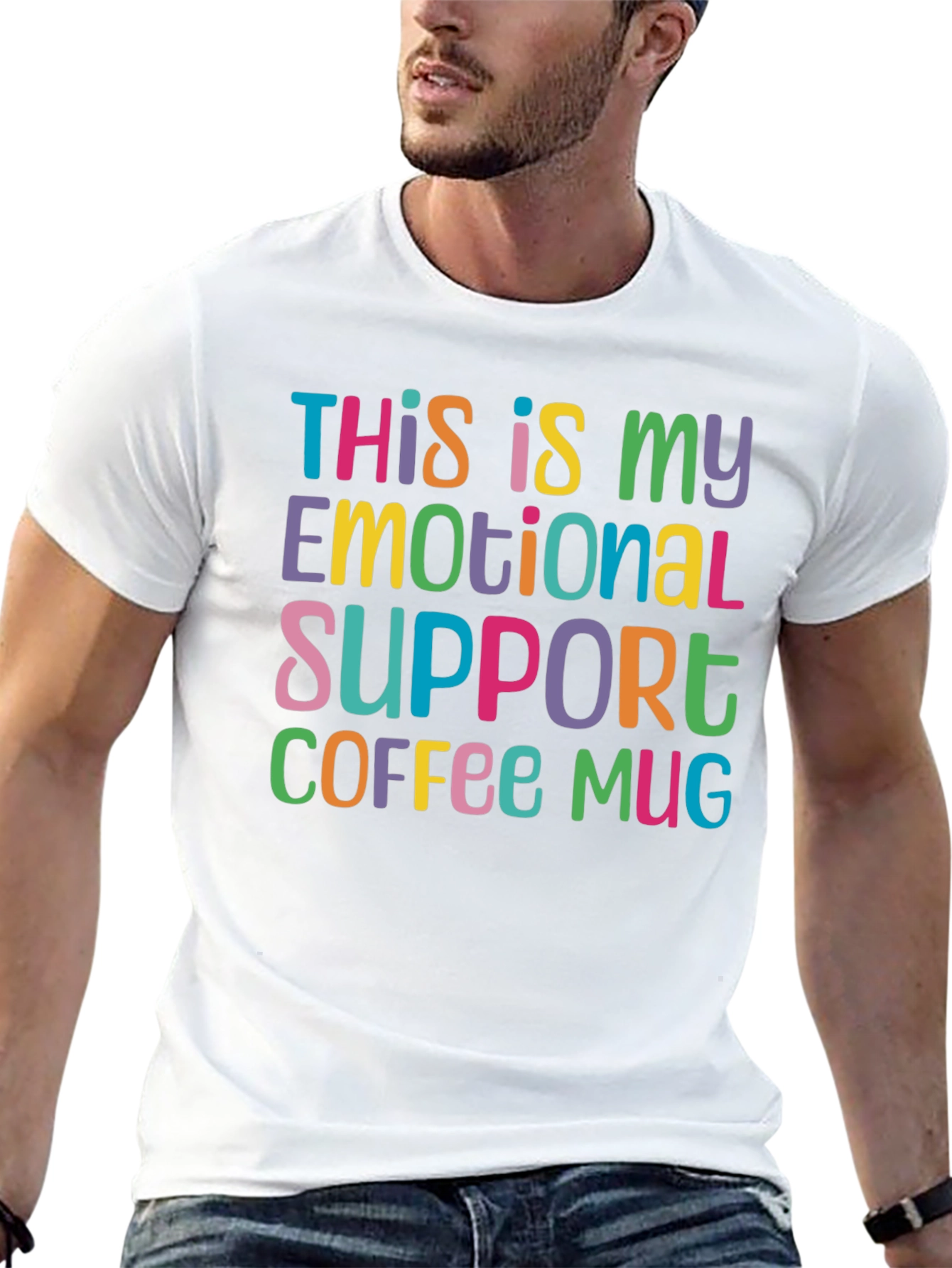 Black Emotional Support Coffee Mug T-Shirt - Funny Graphic Tee view 13