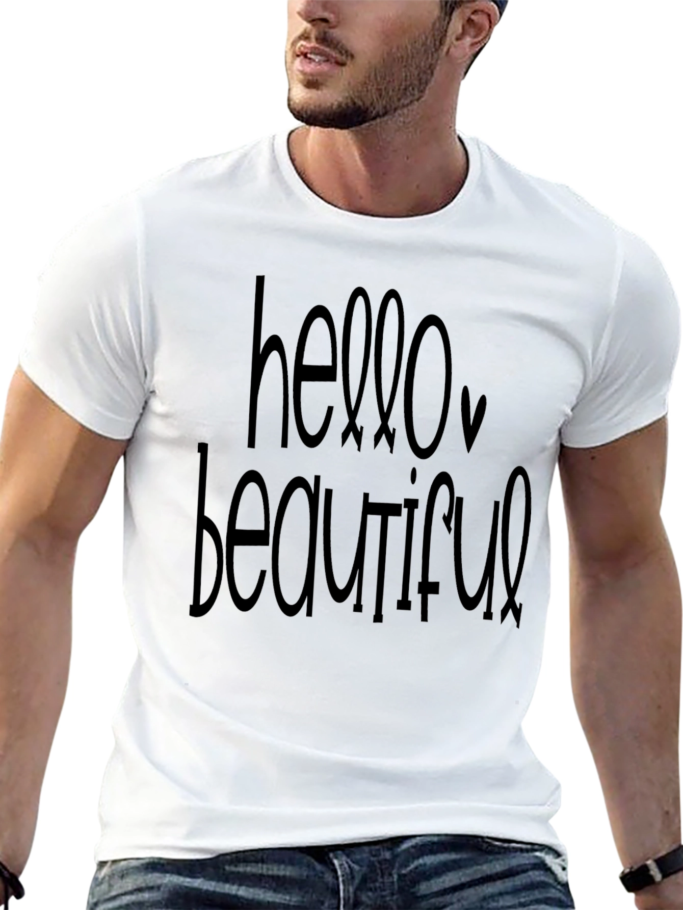 Black Hello Beautiful Graphic Tee - Black view 13