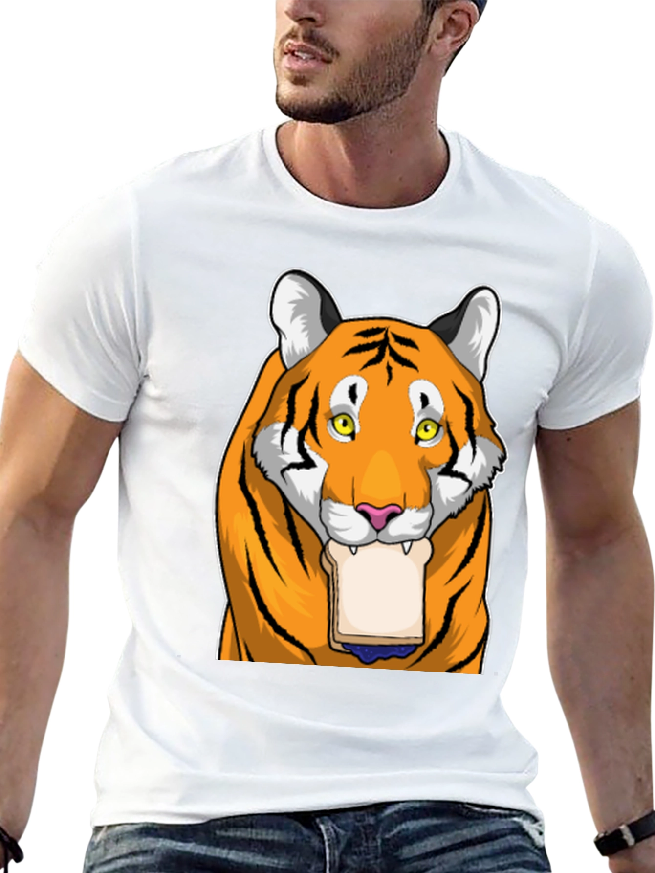 Black Tiger Eating Bread T-Shirt view 13