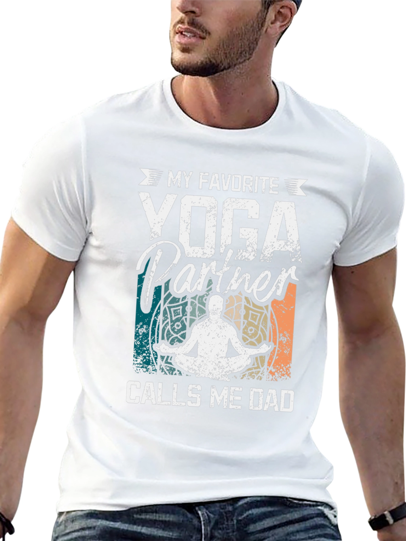 Black Yoga Partner Dad T-Shirt view 13