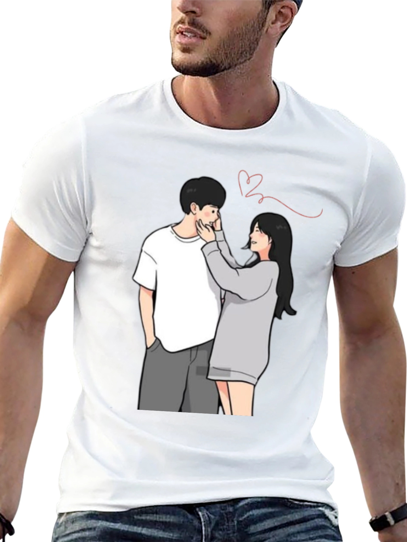 Black Couple Graphic Print Tee - Black view 13