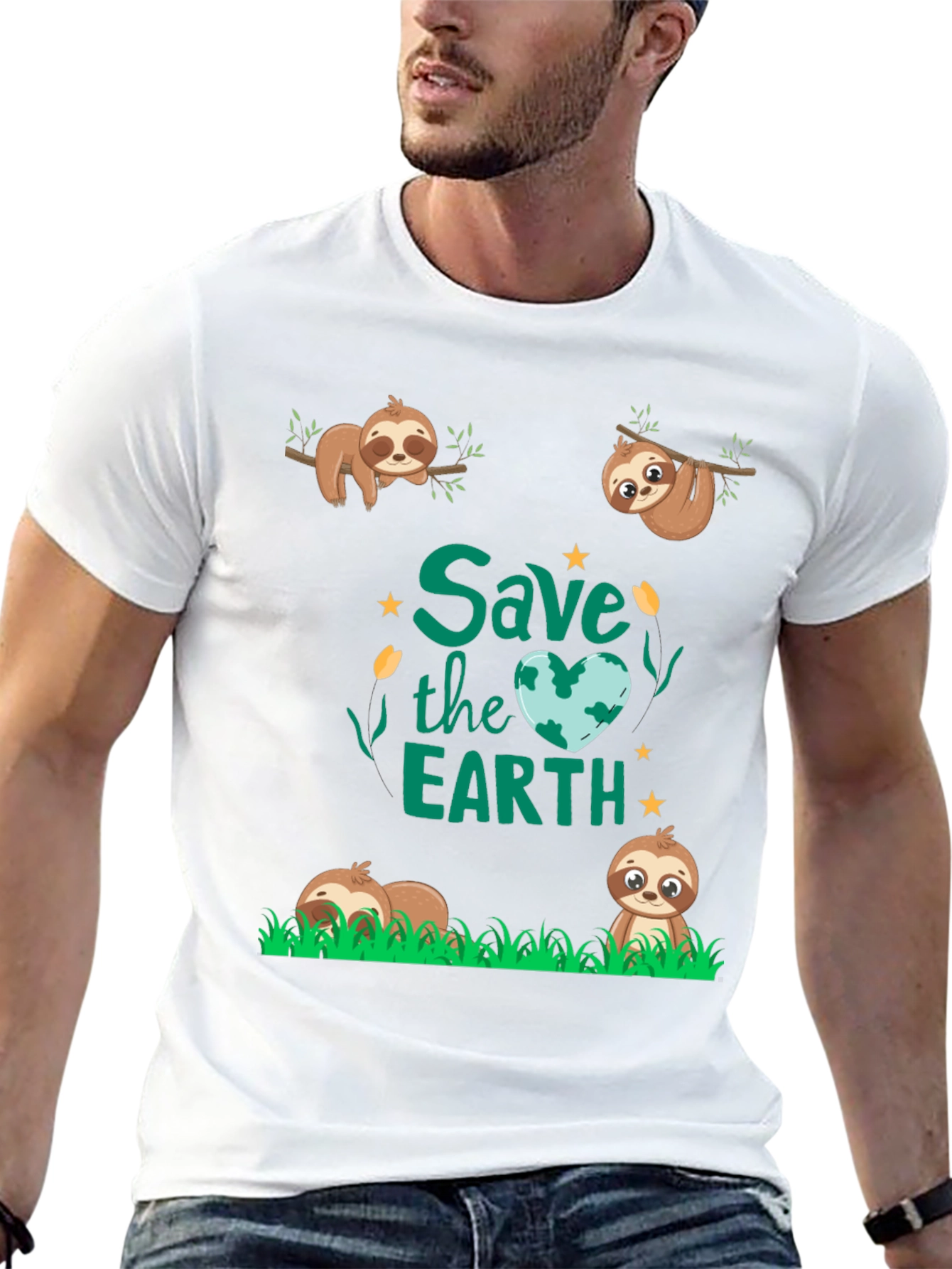 Black Save the Earth Sloth Graphic Tee view 13