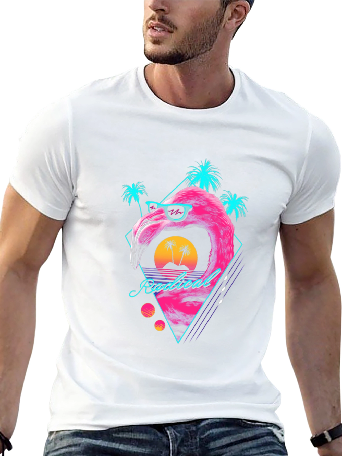 Black Radical Flamingo T-Shirt - Retro Summer Vibes view 13