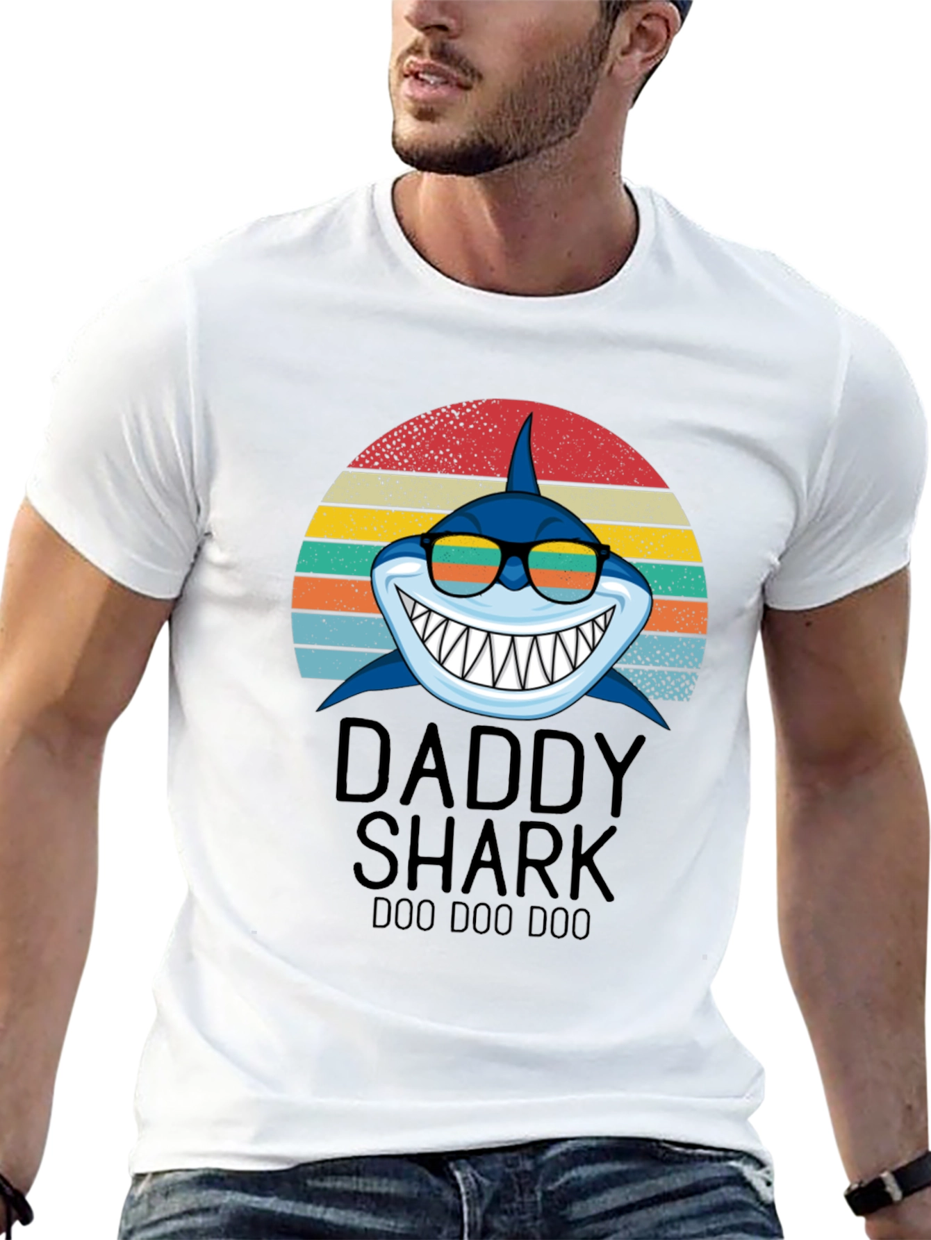 Black Daddy Shark Graphic T-Shirt view 13