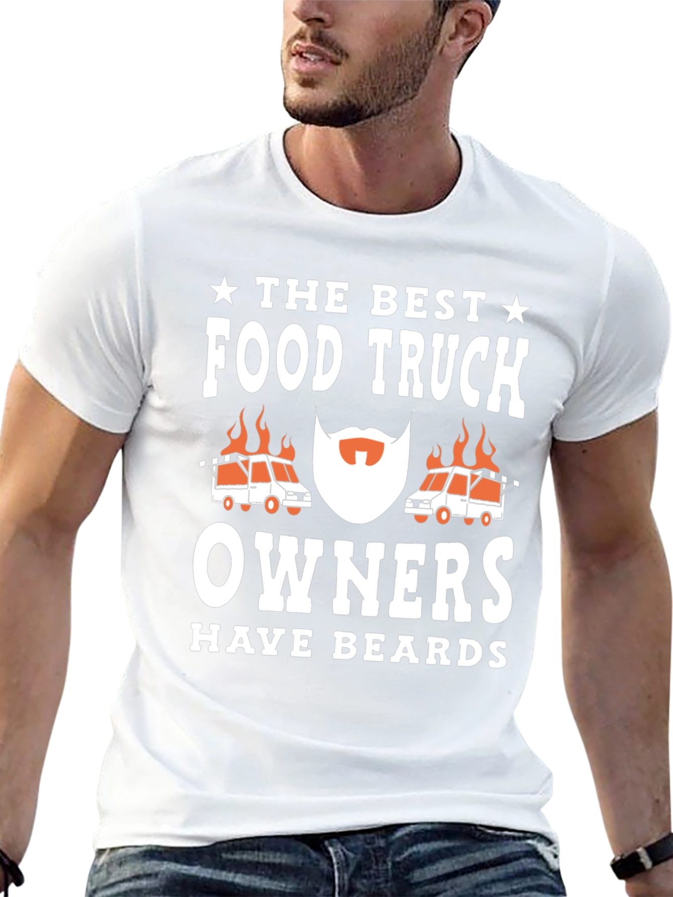 Black Food Truck Owner Beard Graphic T-Shirt view 13