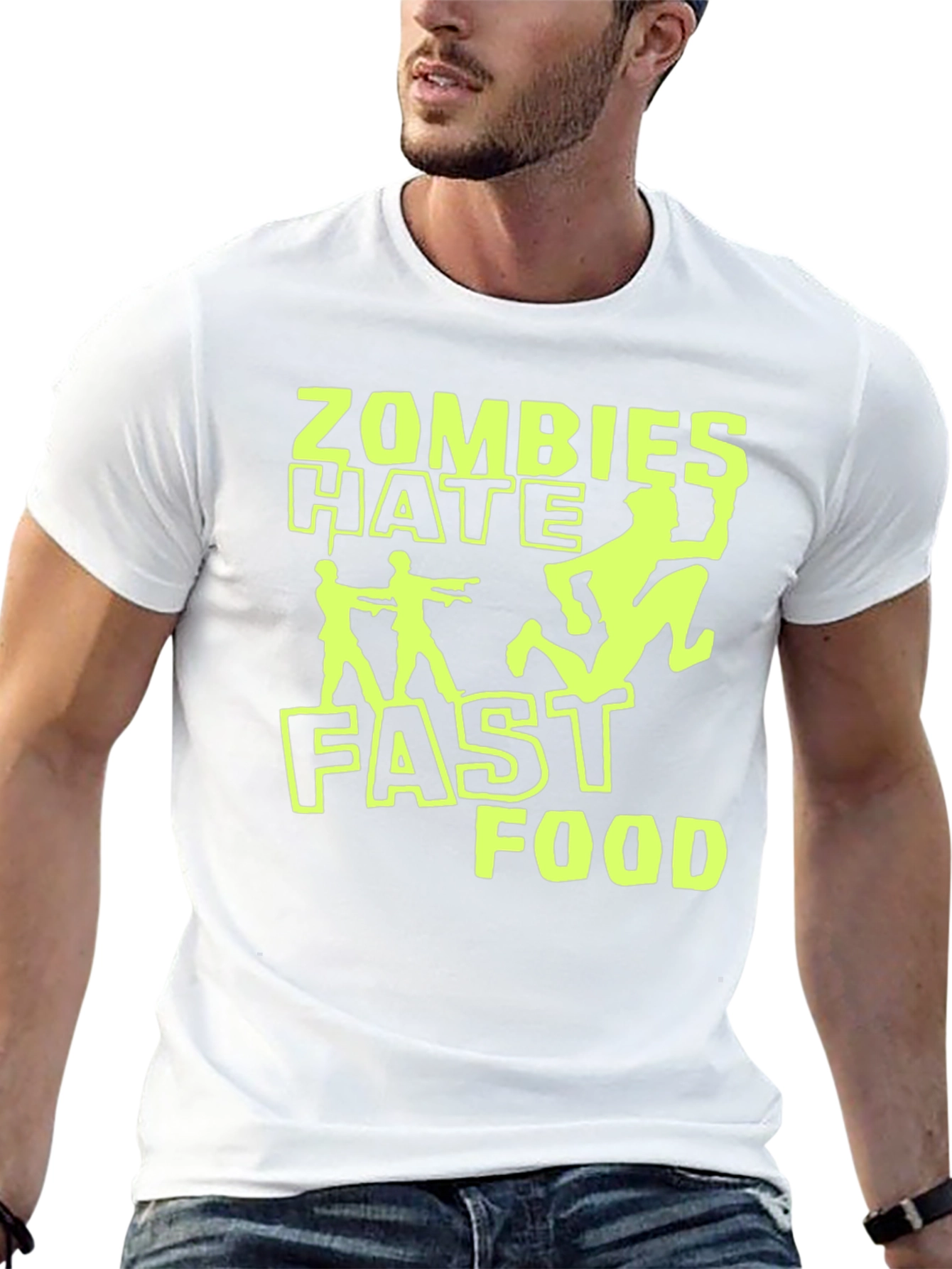 Black Zombies Hate Fast Food Graphic T-Shirt - Black view 13