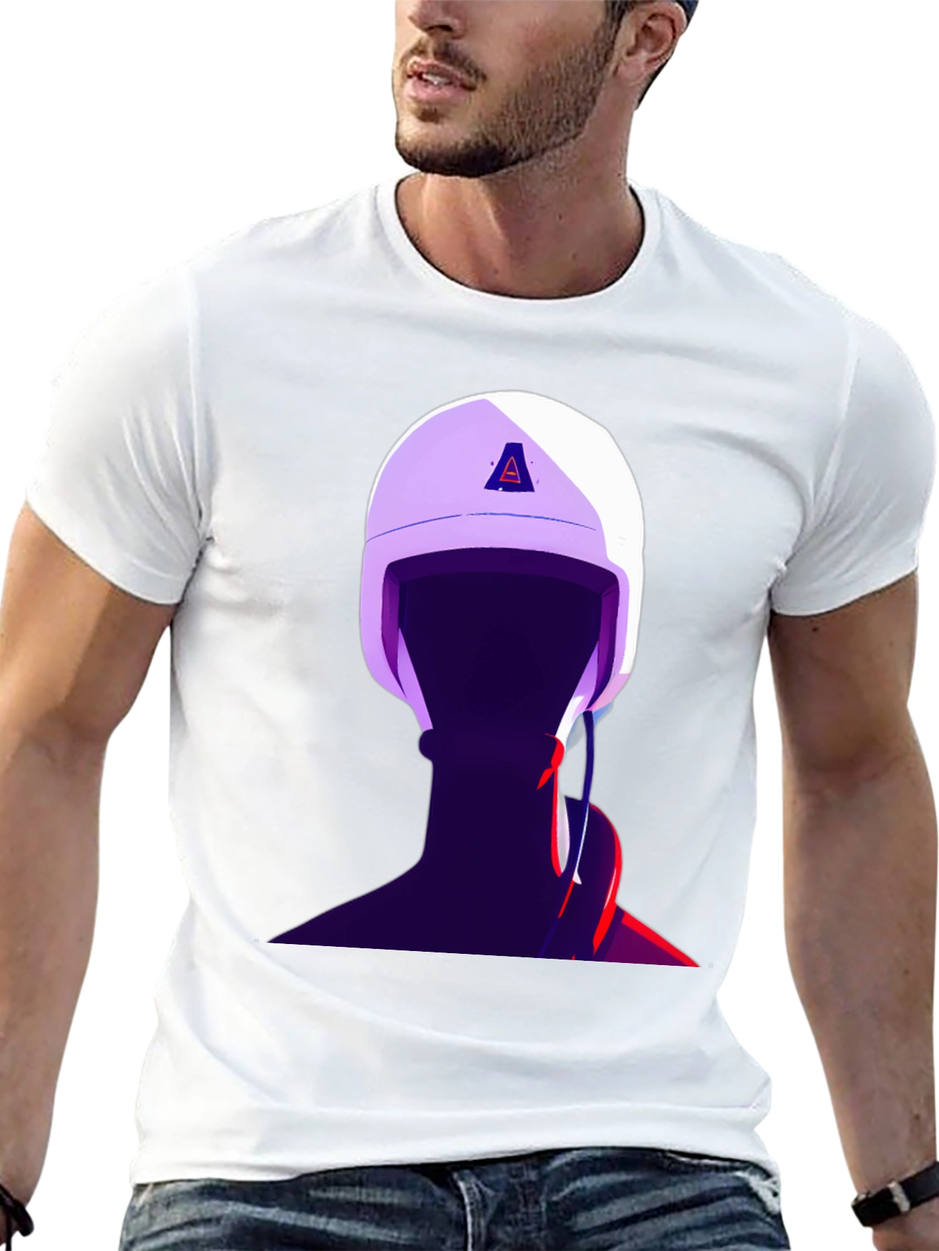 Black Abstract Helmet Graphic Tee - Stylish Menswear view 13