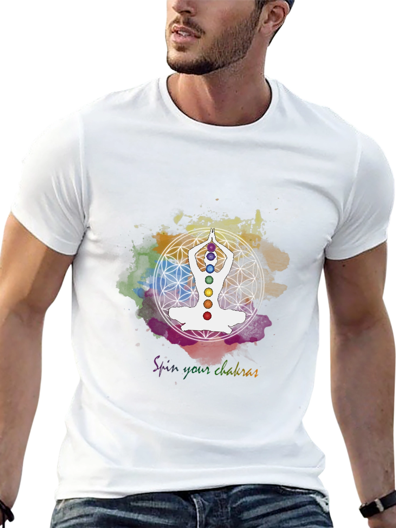 Black Chakra Meditation T-Shirt - Spiritual Yoga Design view 13
