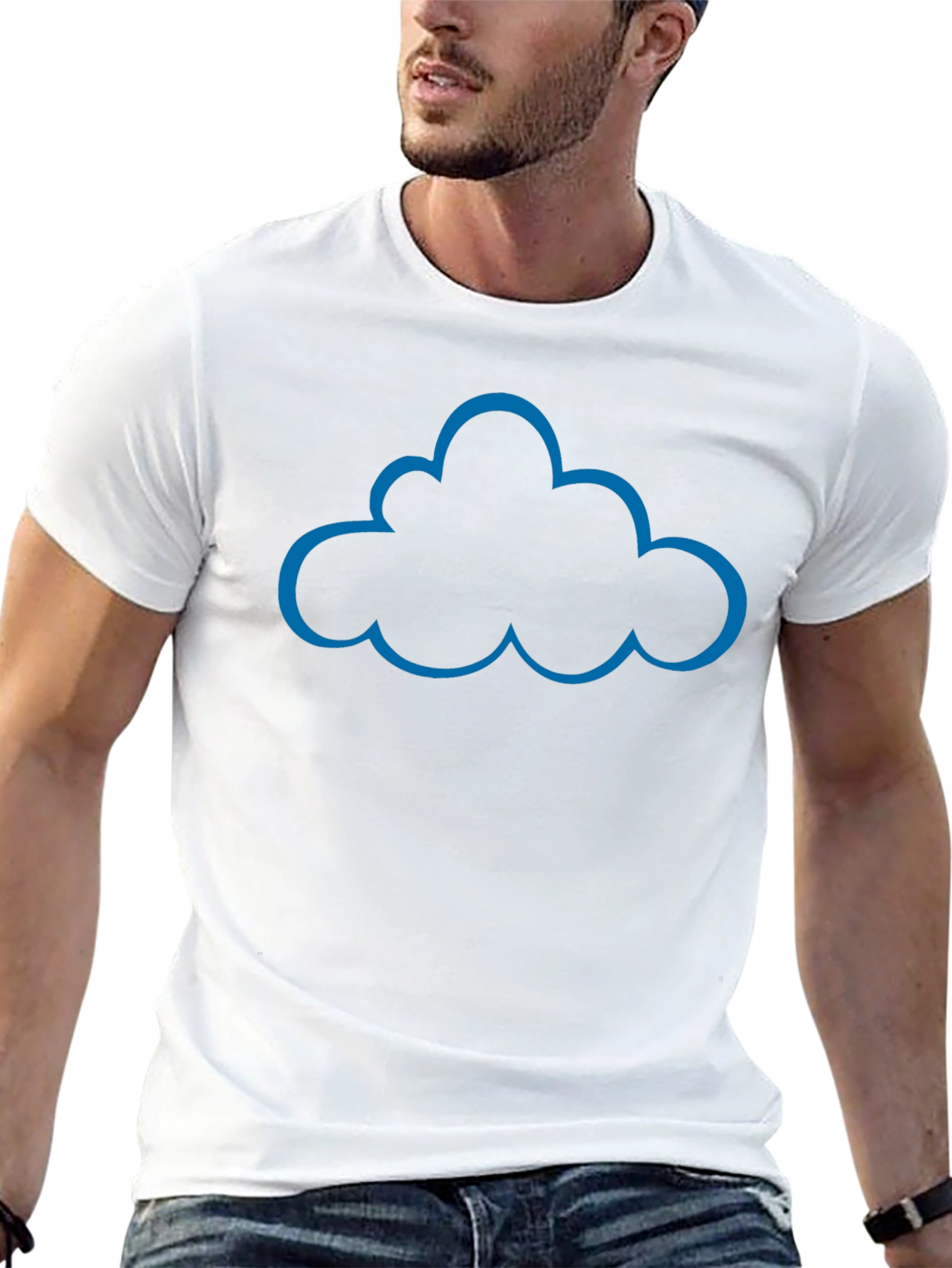 Black Cloud Outline Graphic T-Shirt view 13
