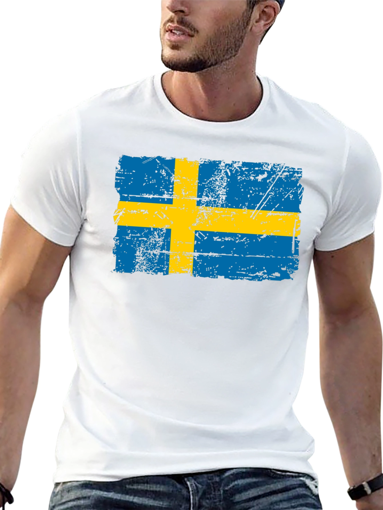 Black Sweden Flag Distressed T-Shirt view 13