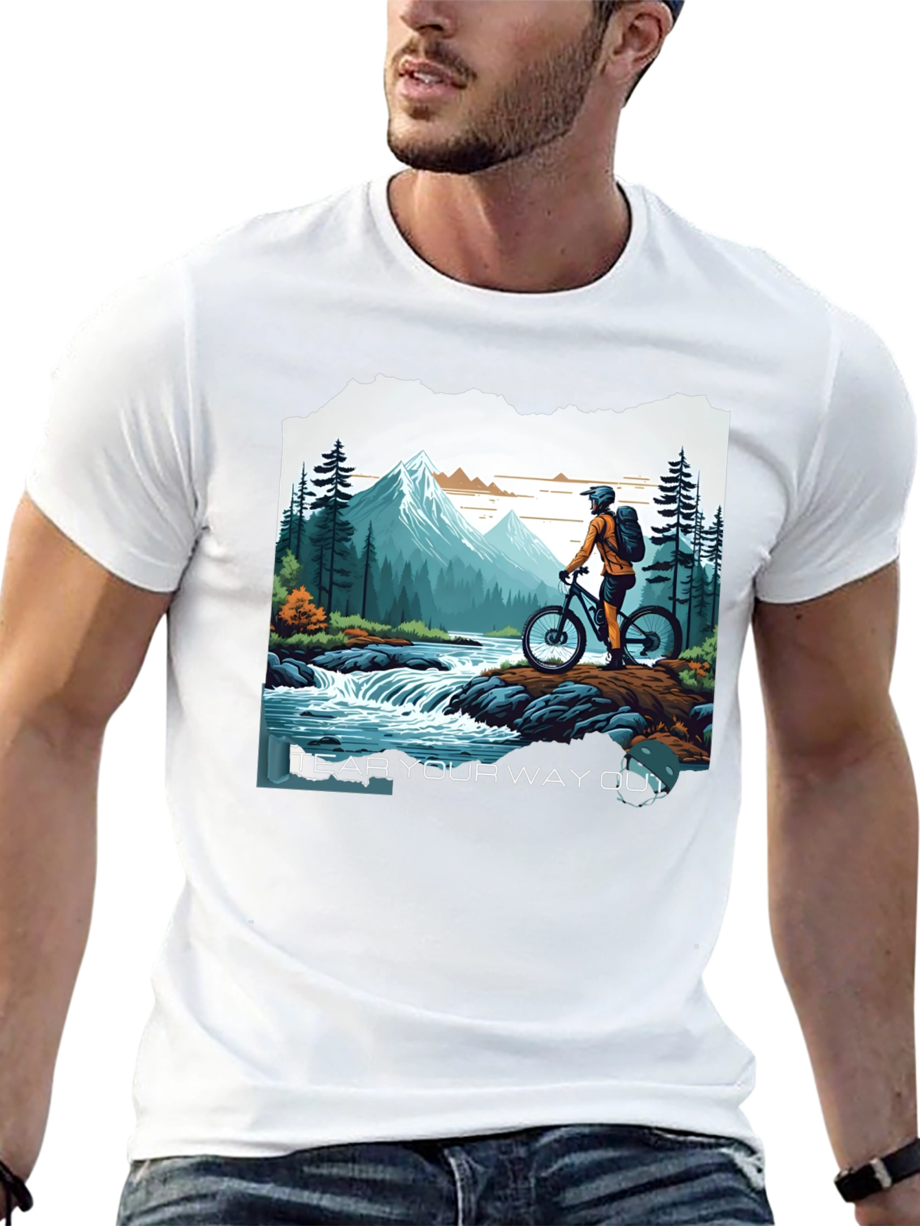 Black Mountain Biker Adventure Graphic Tee - "Tear Your Way Out" view 13