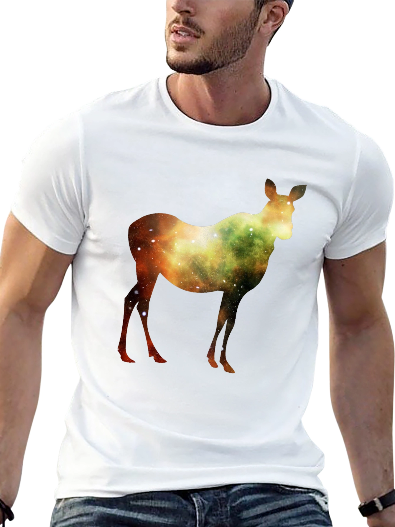 Black Galaxy Deer Graphic T-Shirt - Stylish & Unique view 13