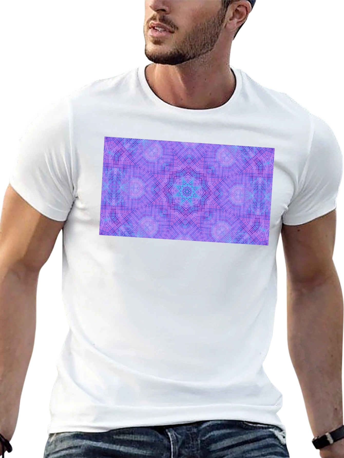 Black Kaleidoscope Pattern T-Shirt - Unisex view 13