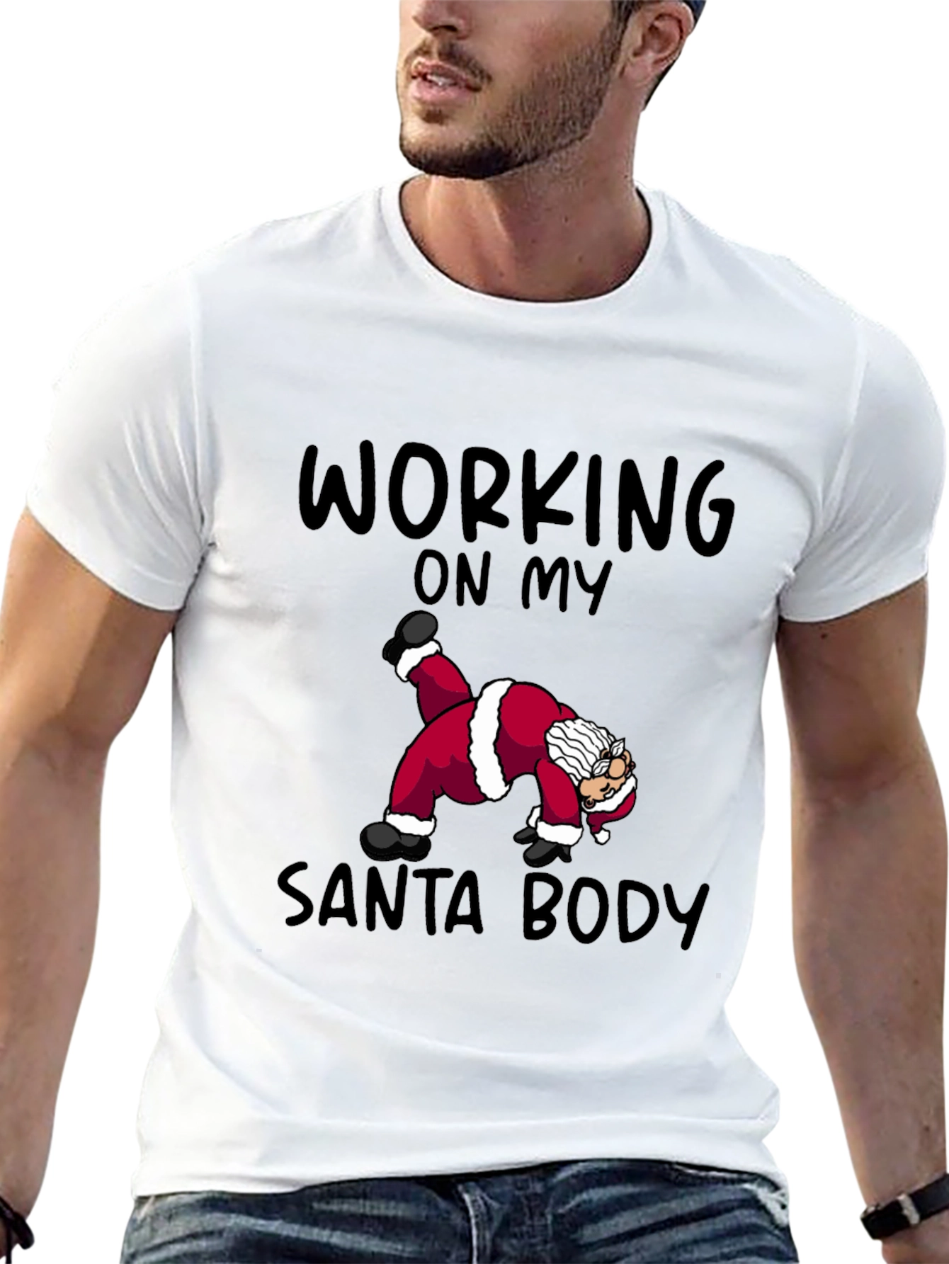 Black Funny Santa Workout T-Shirt view 13