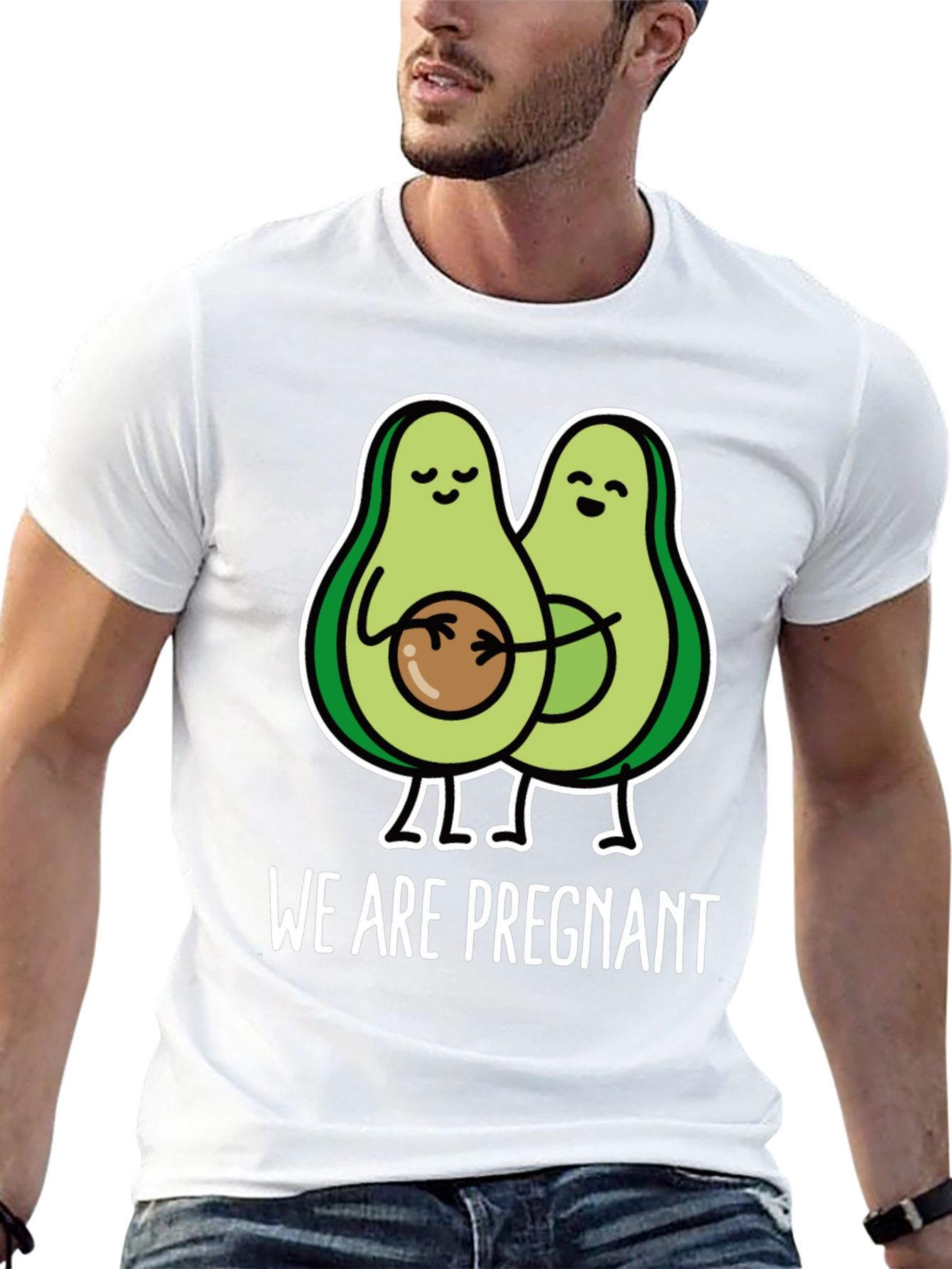 Black Funny We Are Pregnant Avocado Matching Couple T-Shirt view 13