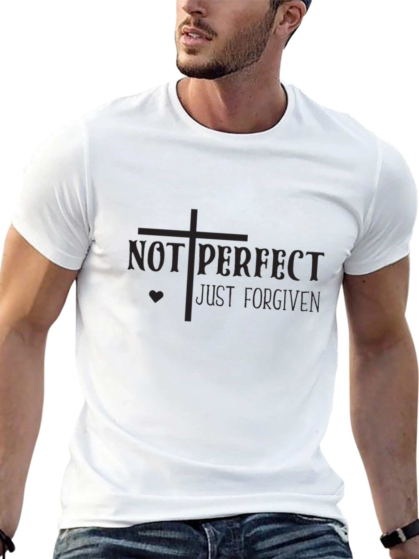 Black Not Perfect Just Forgiven Black T-Shirt view 13