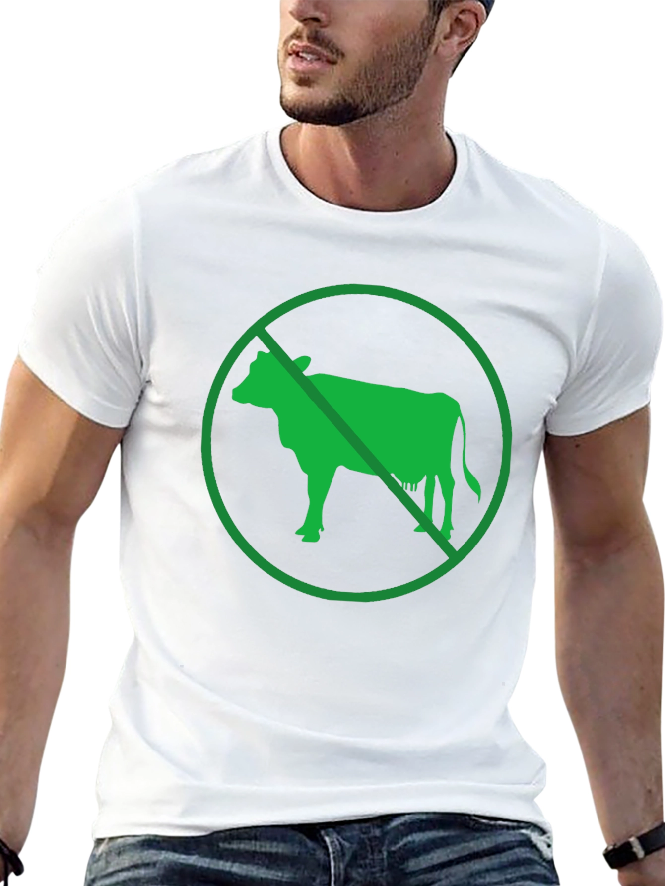 Vegan T-Shirt - No Cow Symbol Graphic Tee - 13