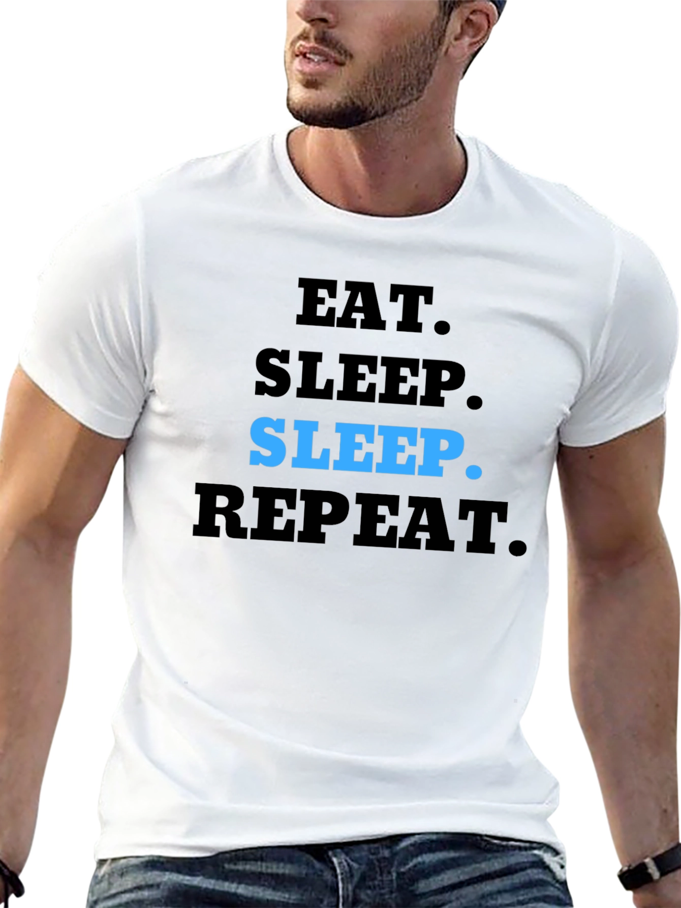 Black Eat Sleep Repeat T-Shirt - Black Casual Tee view 13