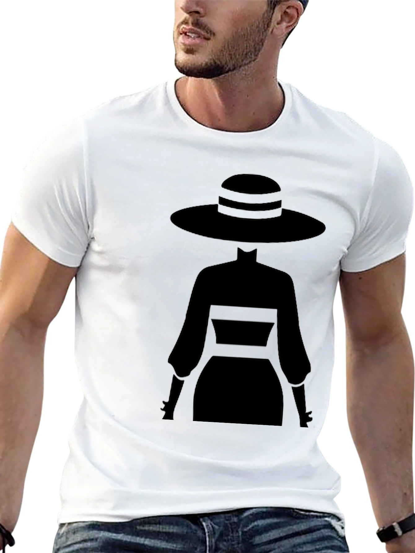 Black Elegant Silhouette Tee - Mystery Woman Style view 13