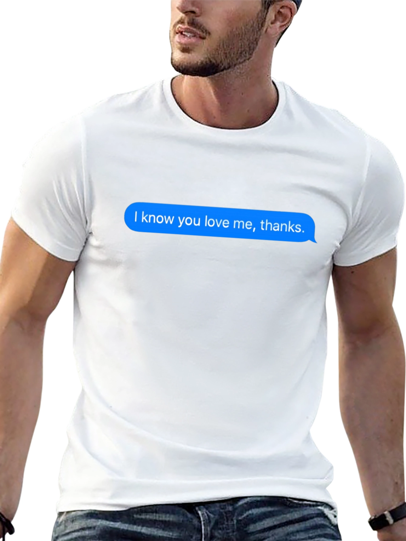 Black Humorous "I Know You Love Me" Text Bubble Black T-Shirt view 13