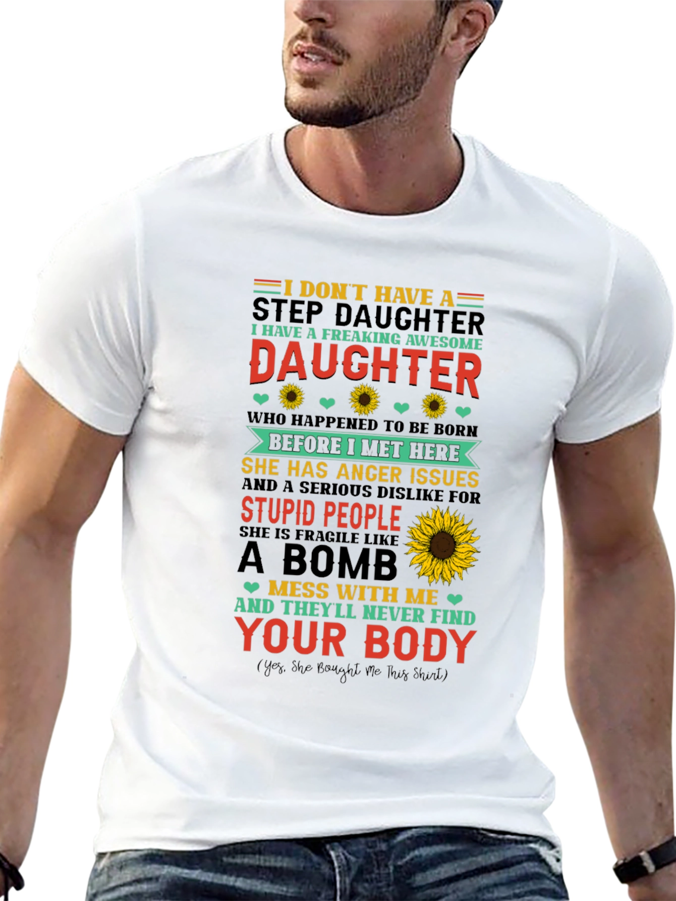 Black Awesome Stepdaughter Novelty T-Shirt view 13