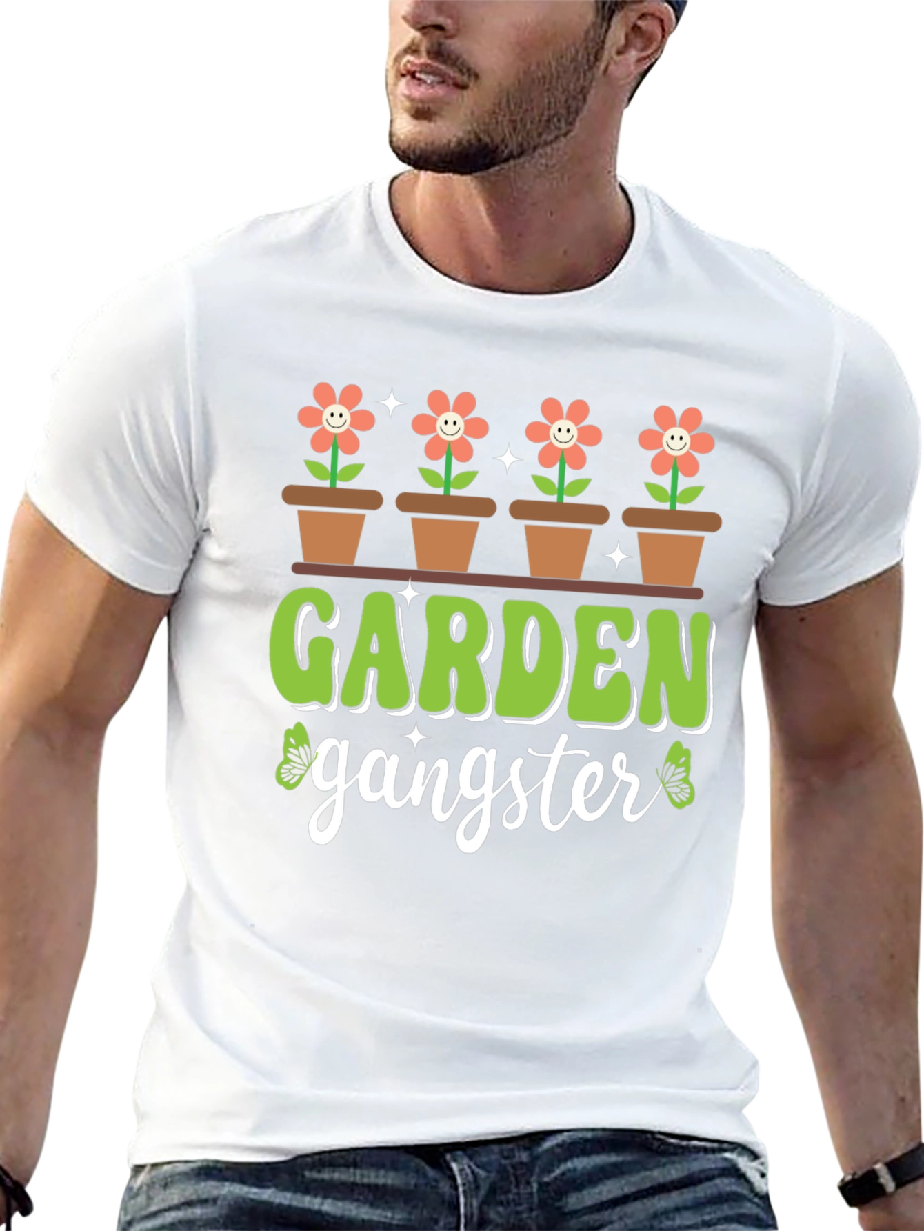 Black Garden Gangster T-Shirt - Floral Design view 13