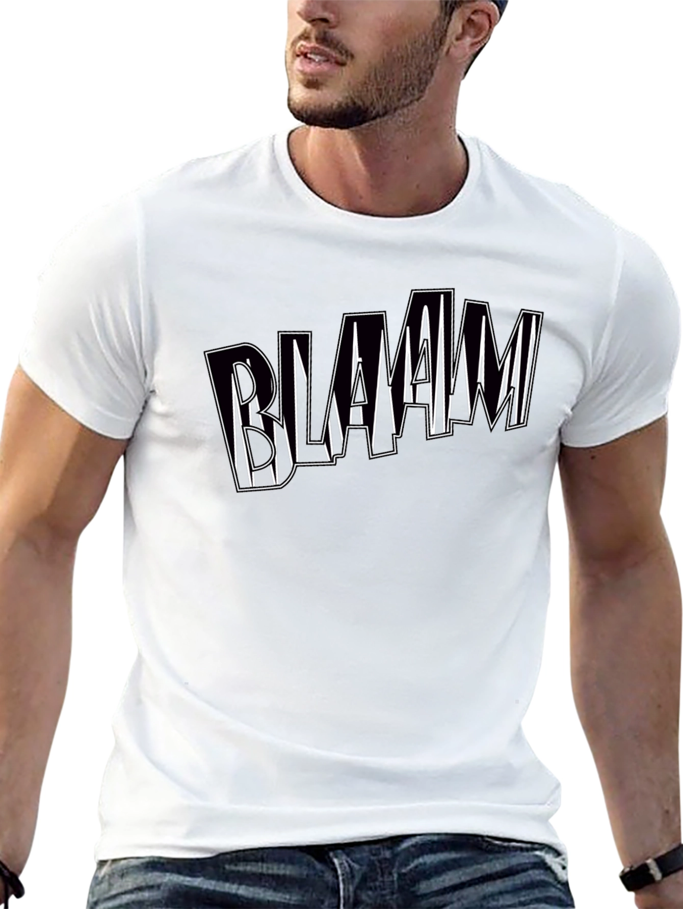 Black Bold Graphic Tee - BLAAMM Design, Soft Cotton Blend view 13