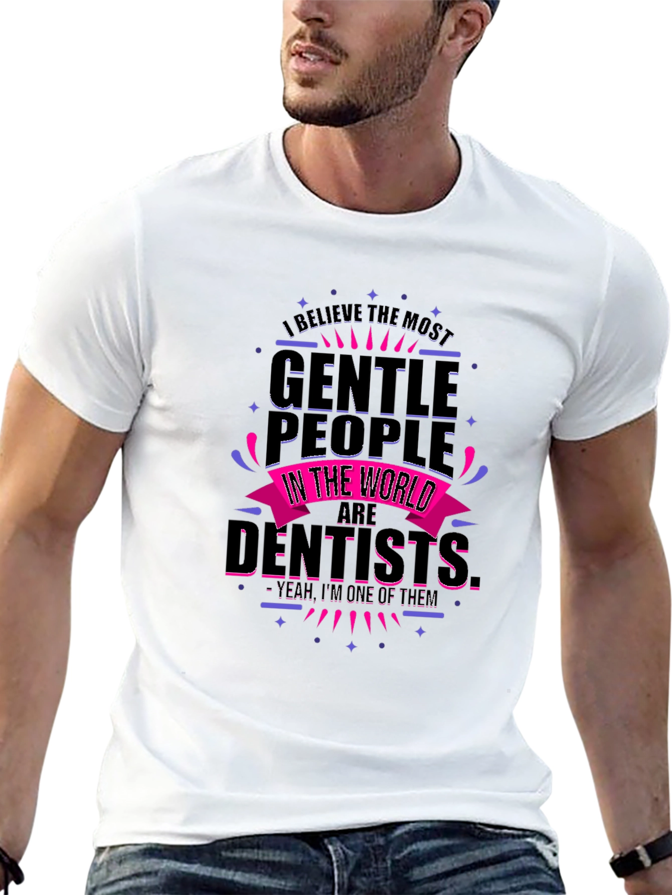 Black Gentle Dentist T-Shirt - Funny Dental Apparel view 13