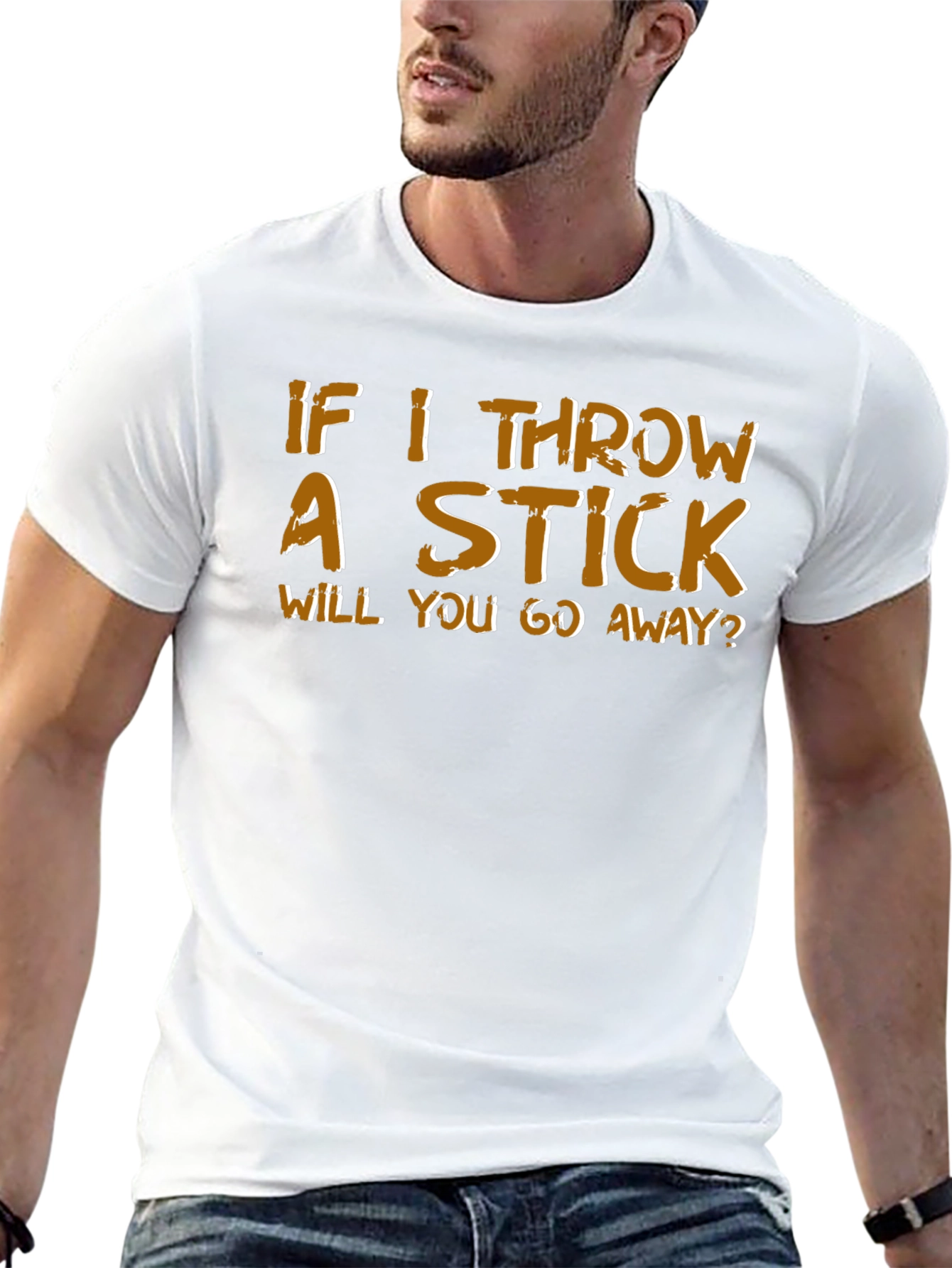 Black Humorous 'If I Throw a Stick' Graphic Tee view 13