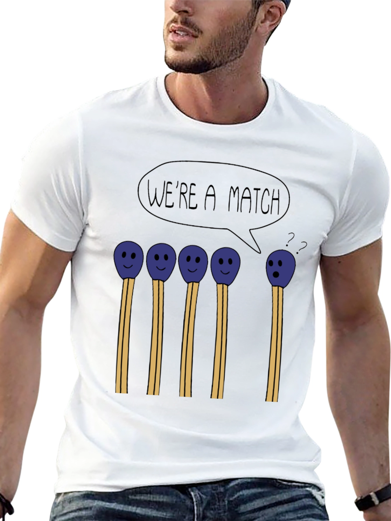 Black We're a Match Funny Graphic T-Shirt view 13