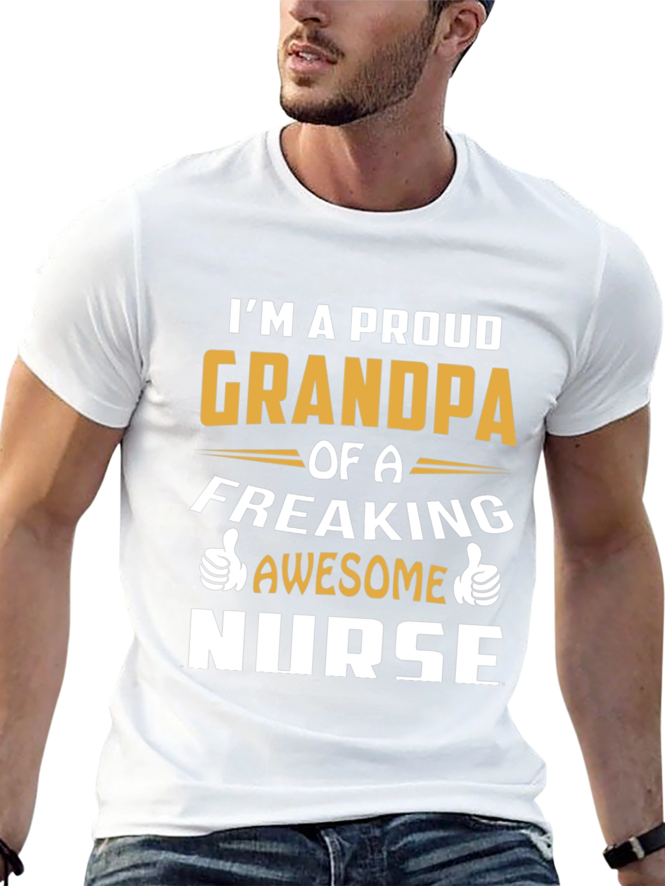 Black Proud Grandpa of an Awesome Nurse T-Shirt view 13