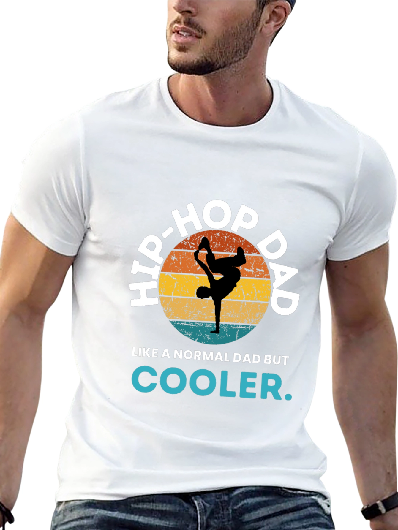 Black Hip-Hop Dad T-Shirt - Cool Dad Tee view 13