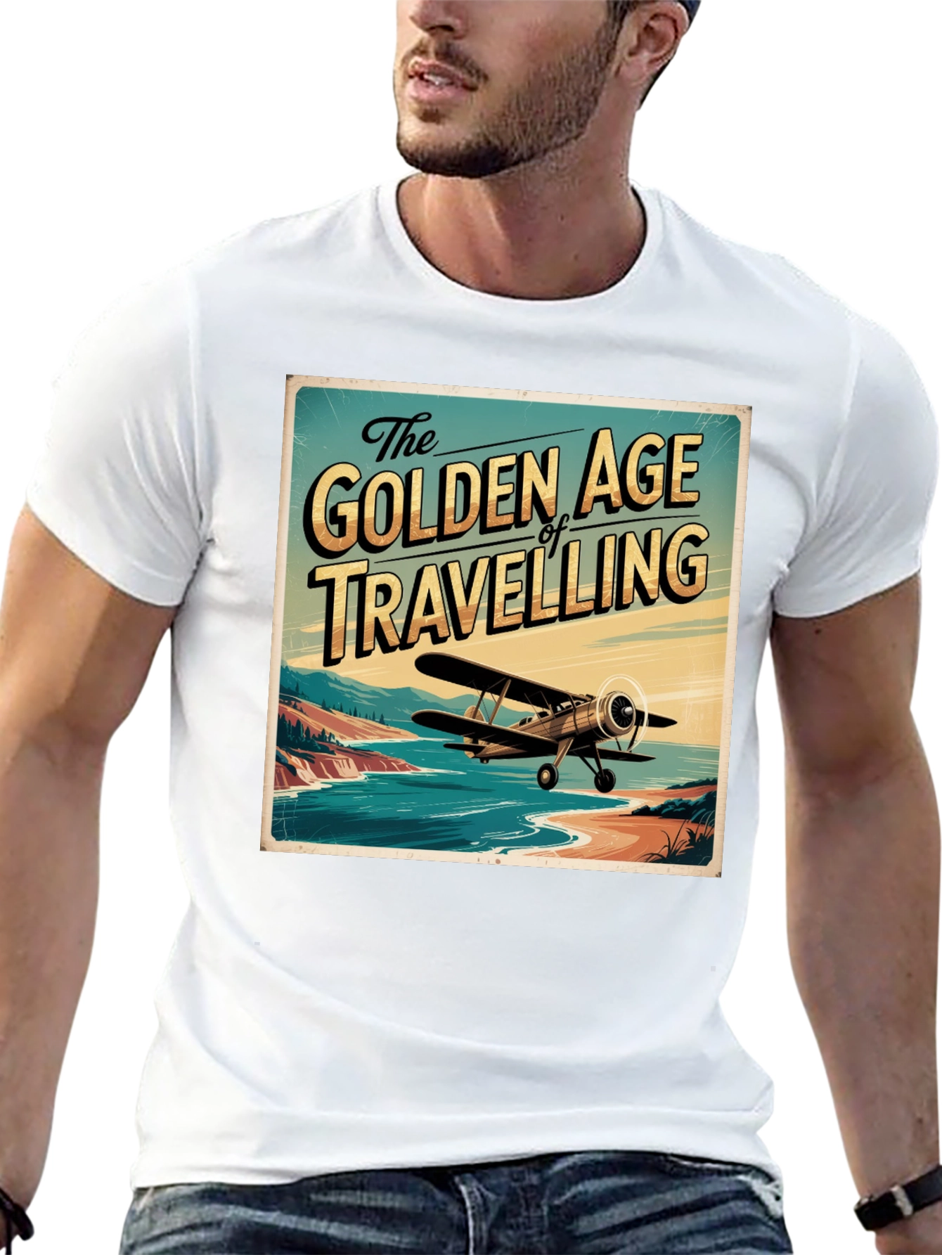 Black Golden Age of Travelling Graphic Tee view 13