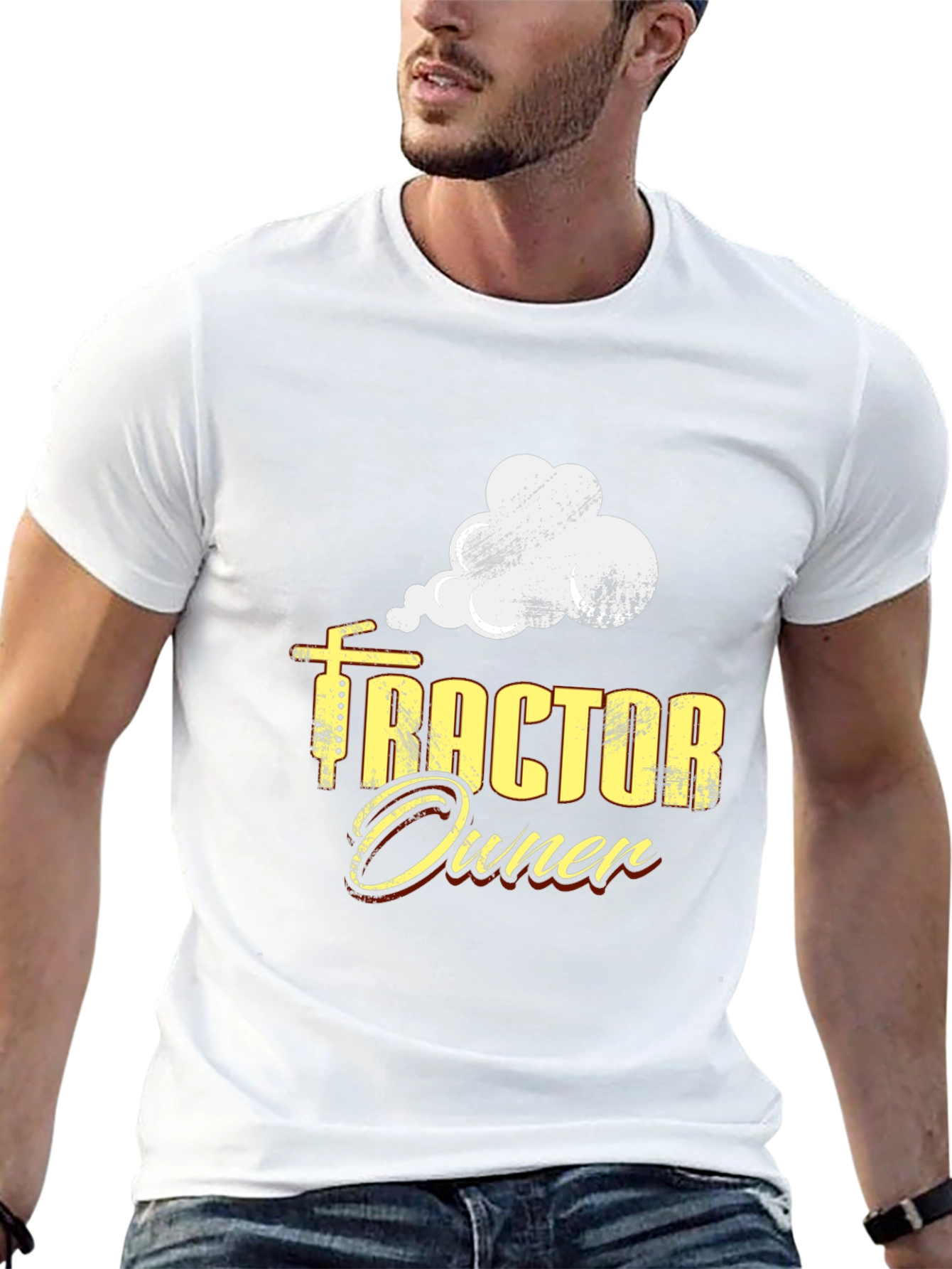 Black Tractor Owner Graphic Tee - Black Cotton Casual T-Shirt view 13