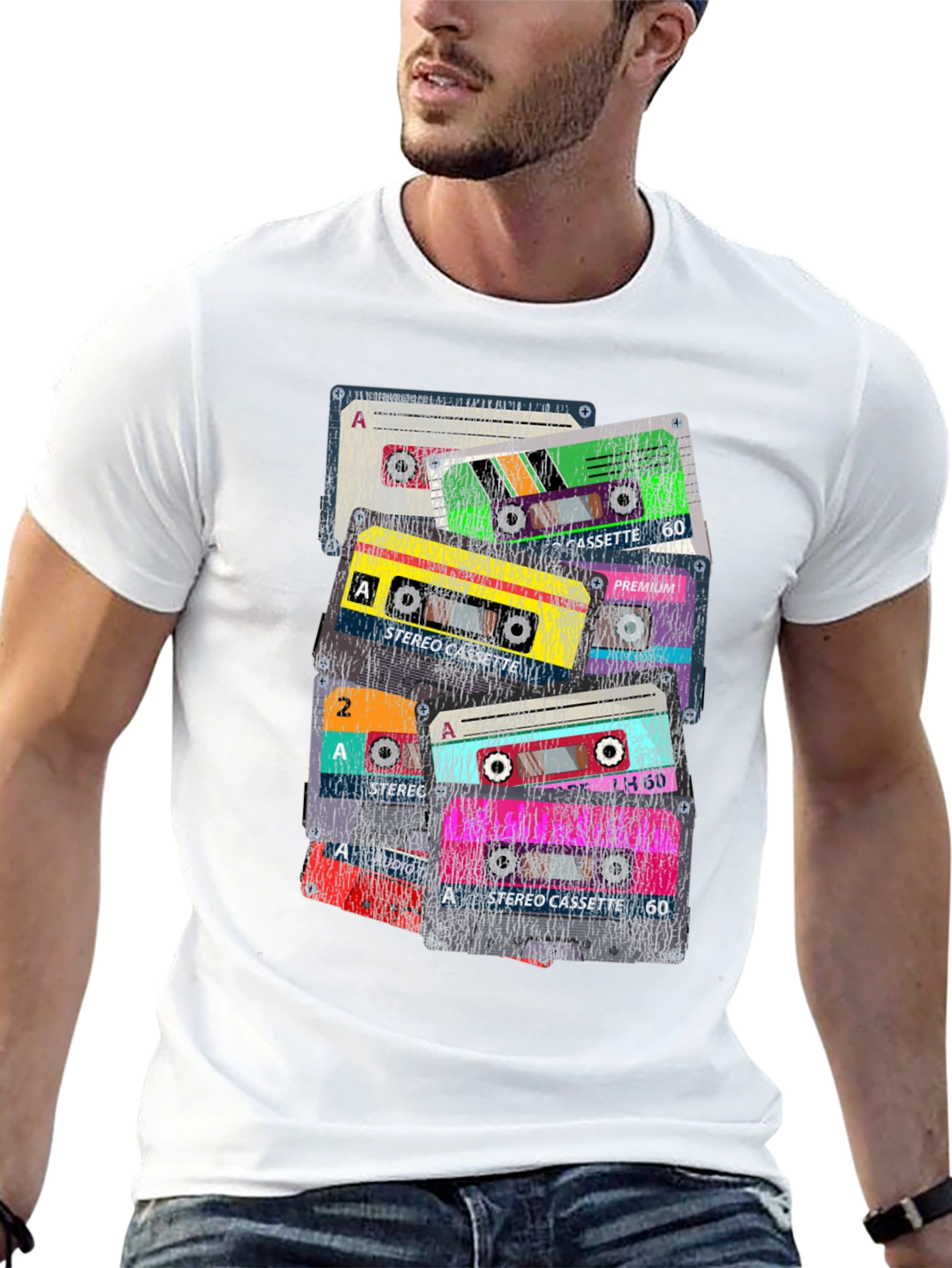 Black Retro Cassette Tape Graphic T-Shirt view 13