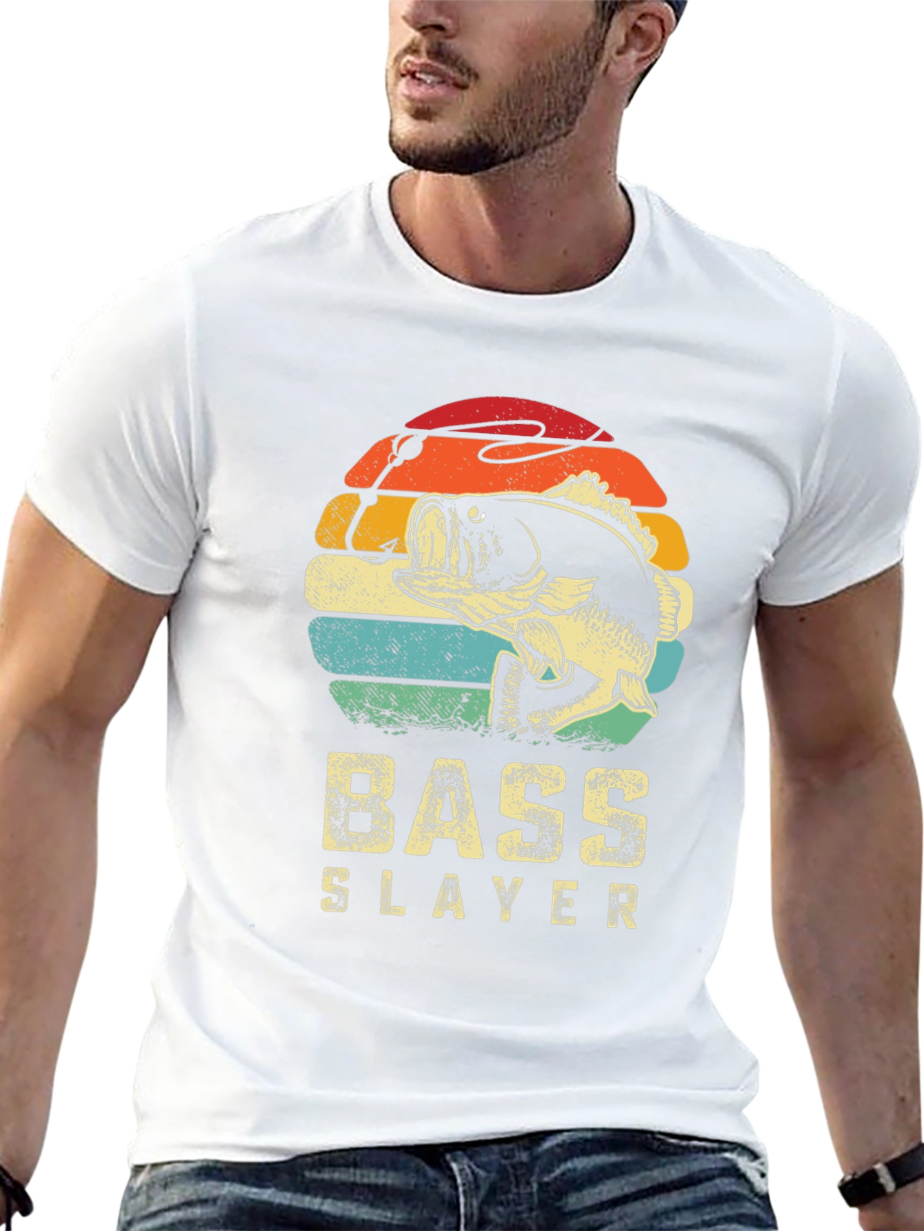 Black Bass Slayer Graphic Tee - Retro Fishing Shirt view 13