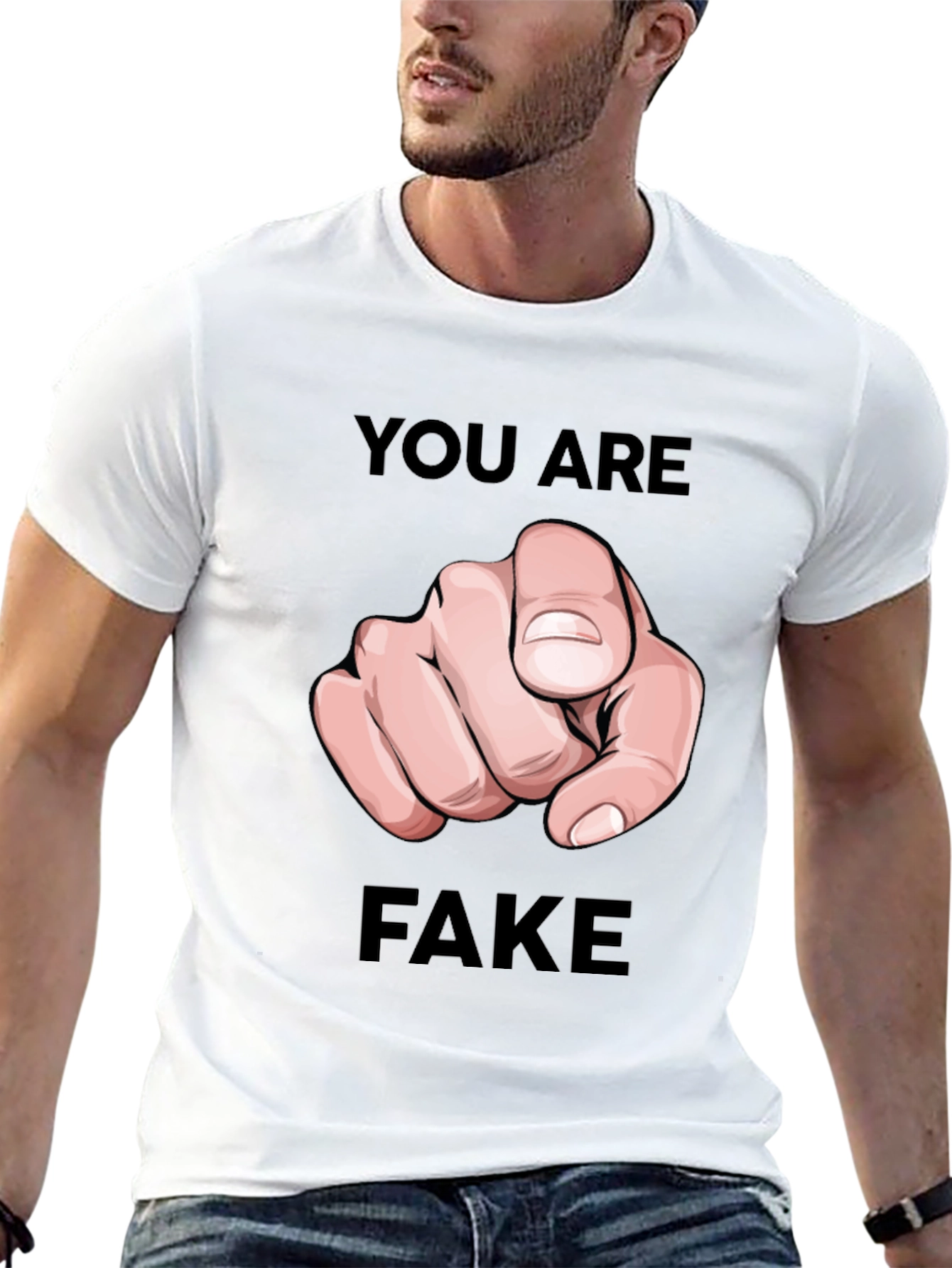 Black You Are Fake T-Shirt - Pointing Finger Design view 13