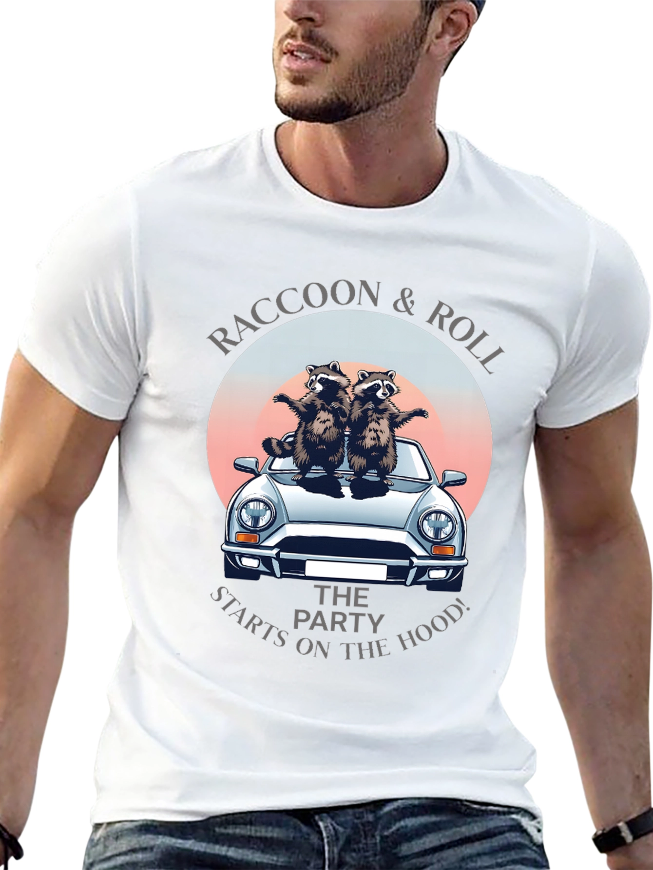 Black Raccoon & Roll Tee - Party on the Hood view 13