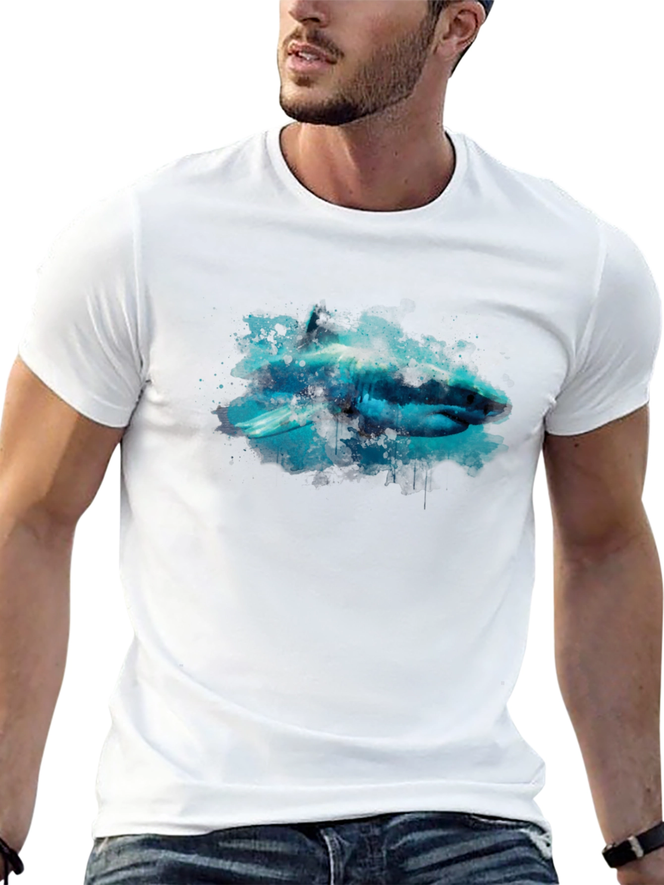 Black Shark Graphic Black T-Shirt view 13