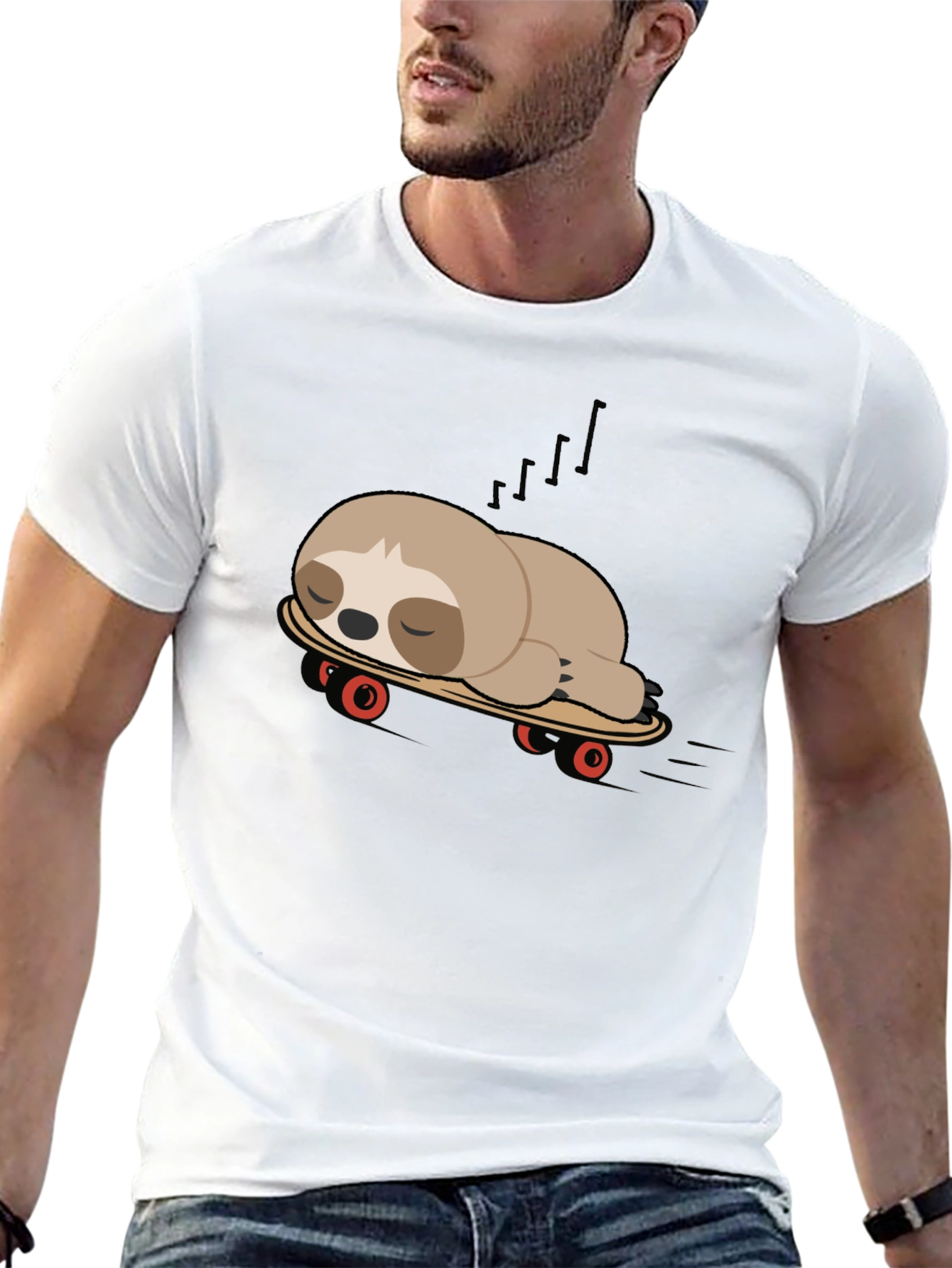 Black Sloth on Skateboard Graphic Tee - Unisex view 13