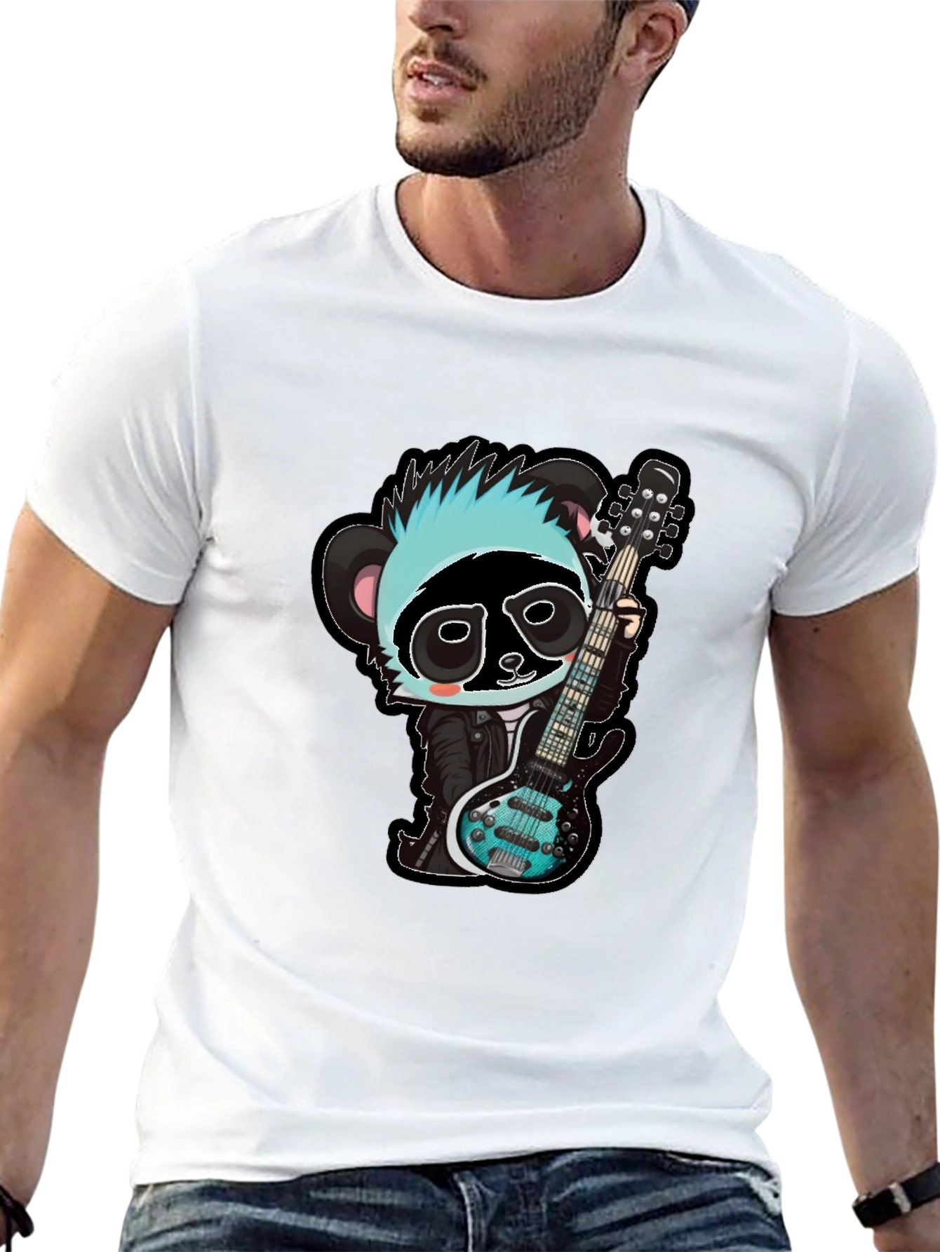 Black Rockin' Panda Graphic Tee - Black Unisex T-Shirt view 13