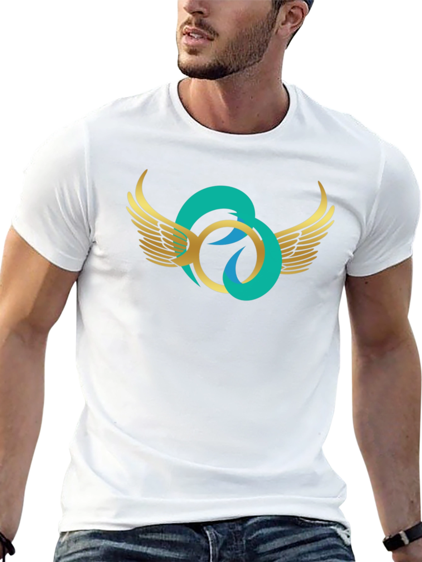 Black Winged Circle Graphic T-Shirt - Stylish Casual Wear view 13