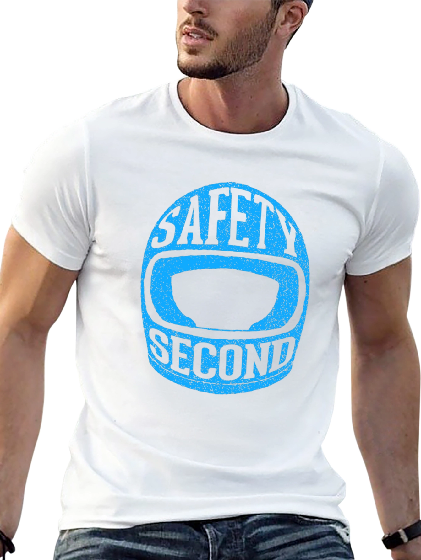 Black Safety Second Helmet Graphic Tee - Black Cotton T-Shirt view 13