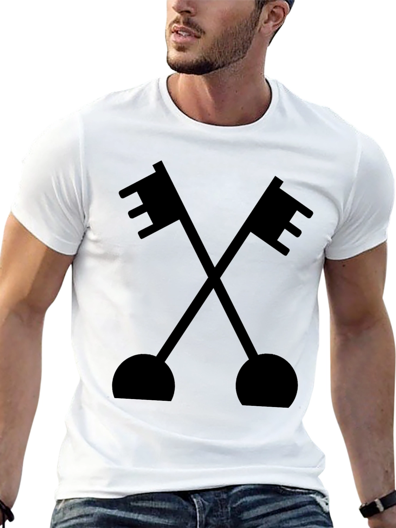 Black Crossed Keys Graphic Tee - Classic Black T-Shirt view 13